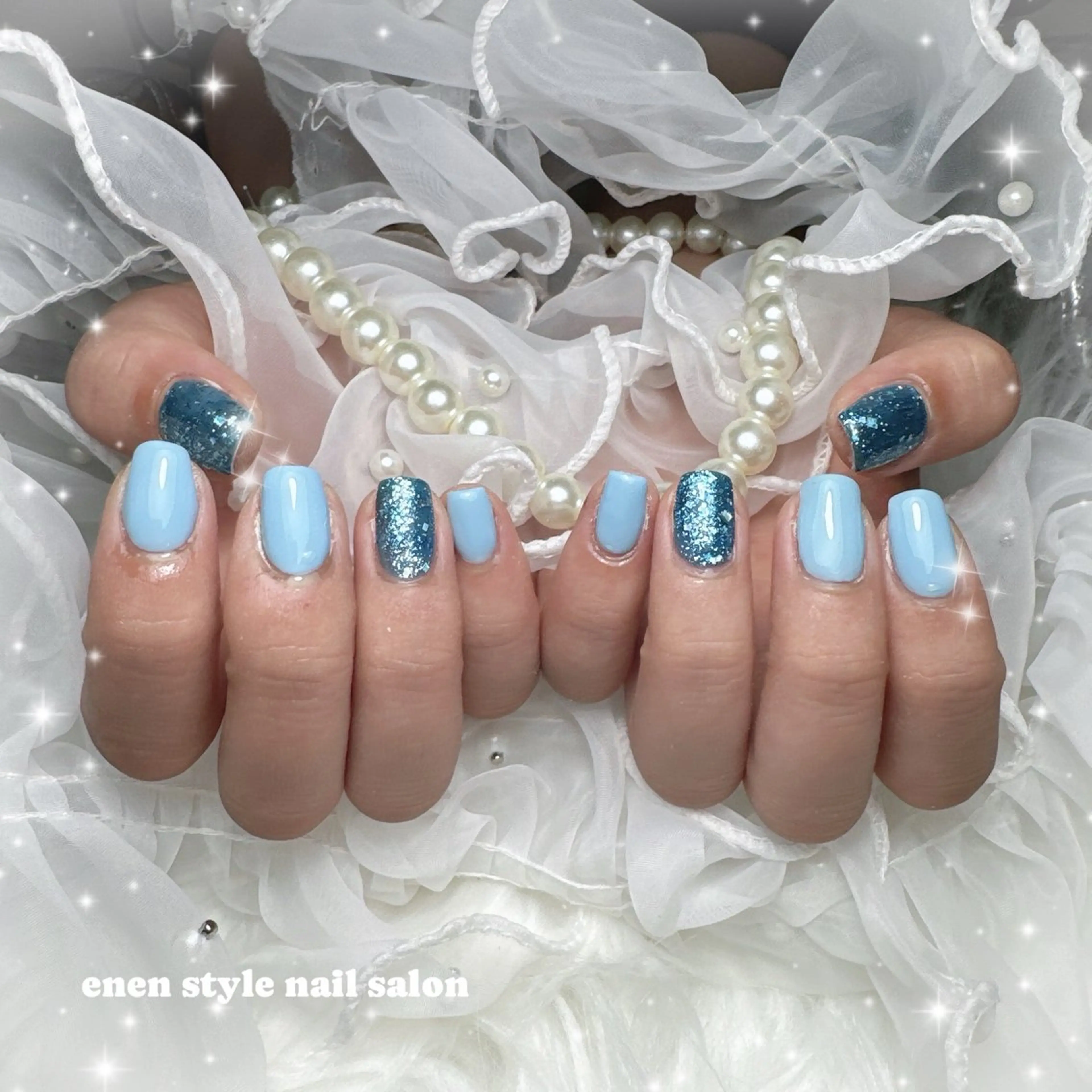 ネイル ブルー enenstyle Porcelarts & Nail Salon所属・enenstyle あやの💌のネイルデザイン