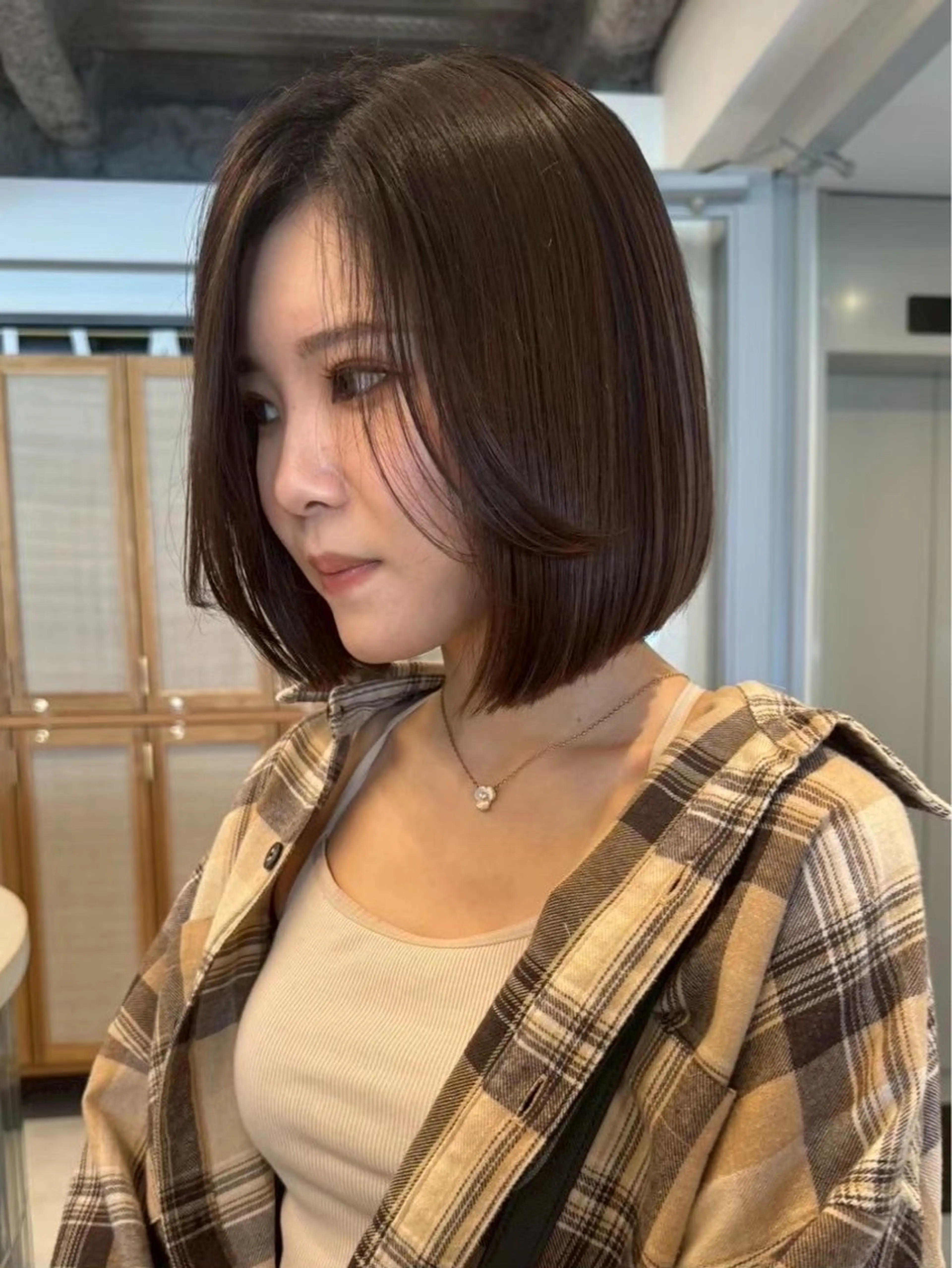 ミディアム 髪質改善 縮毛矯正 トリートメント カット ヘアカラー トリートメント nok所属・nok Osakaのヘアスタイル