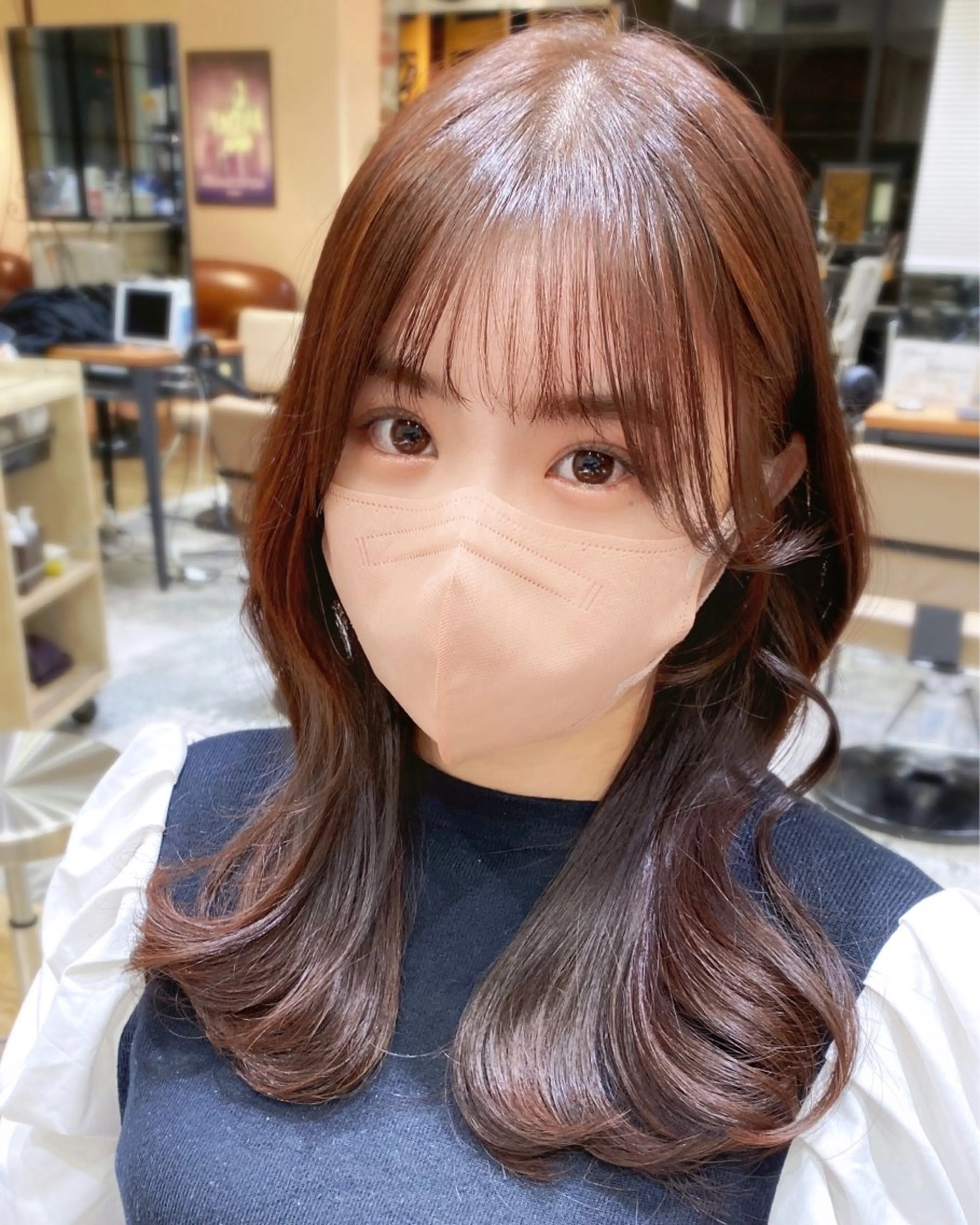 ミディアム カラー On所属・顔まわりカット🌟 くびれヘア/寺門遥輝のヘアスタイル