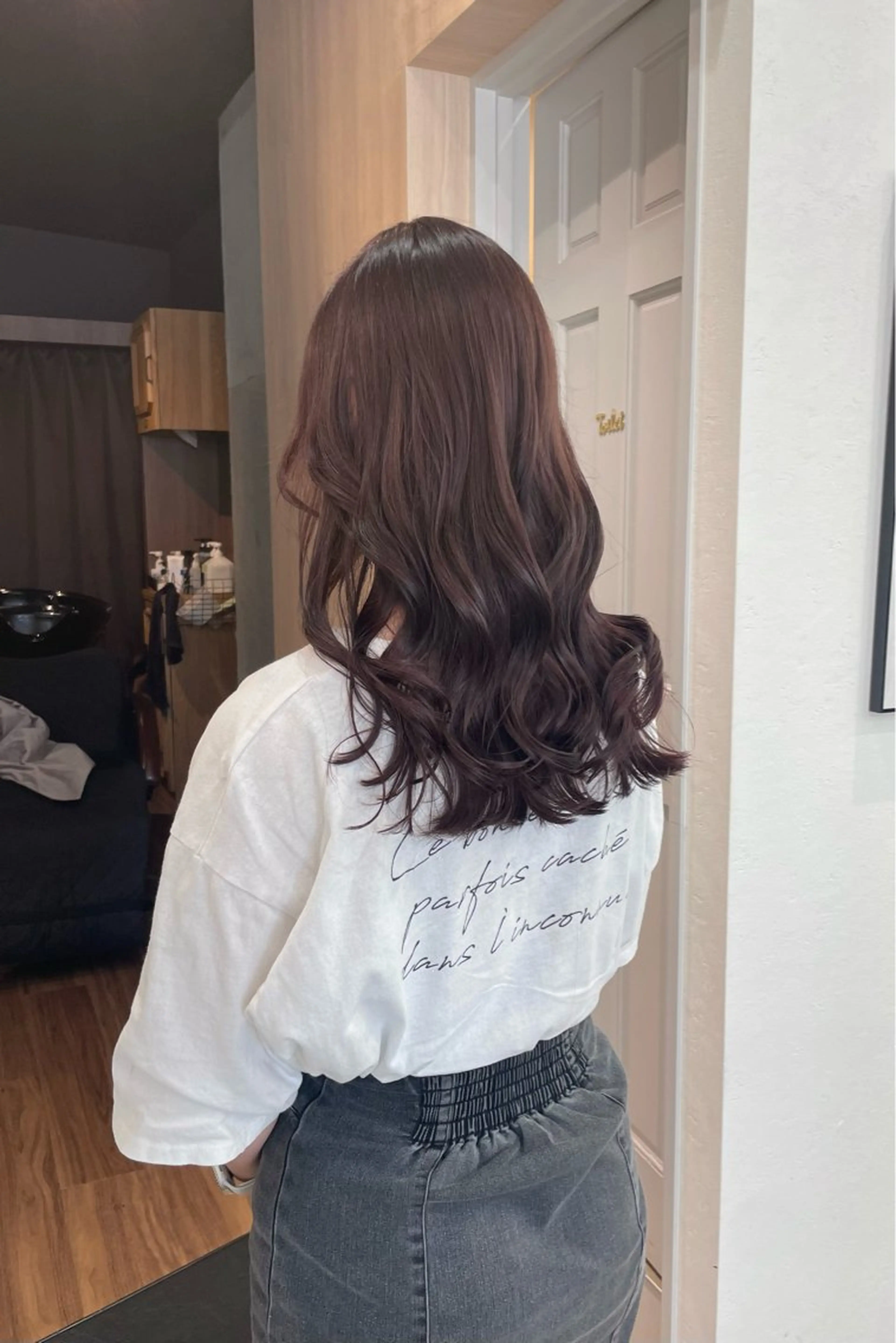 ロング ピンクブラウン カット ヘアカラー トリートメント girly hair 💗SHINO💗のヘアスタイル