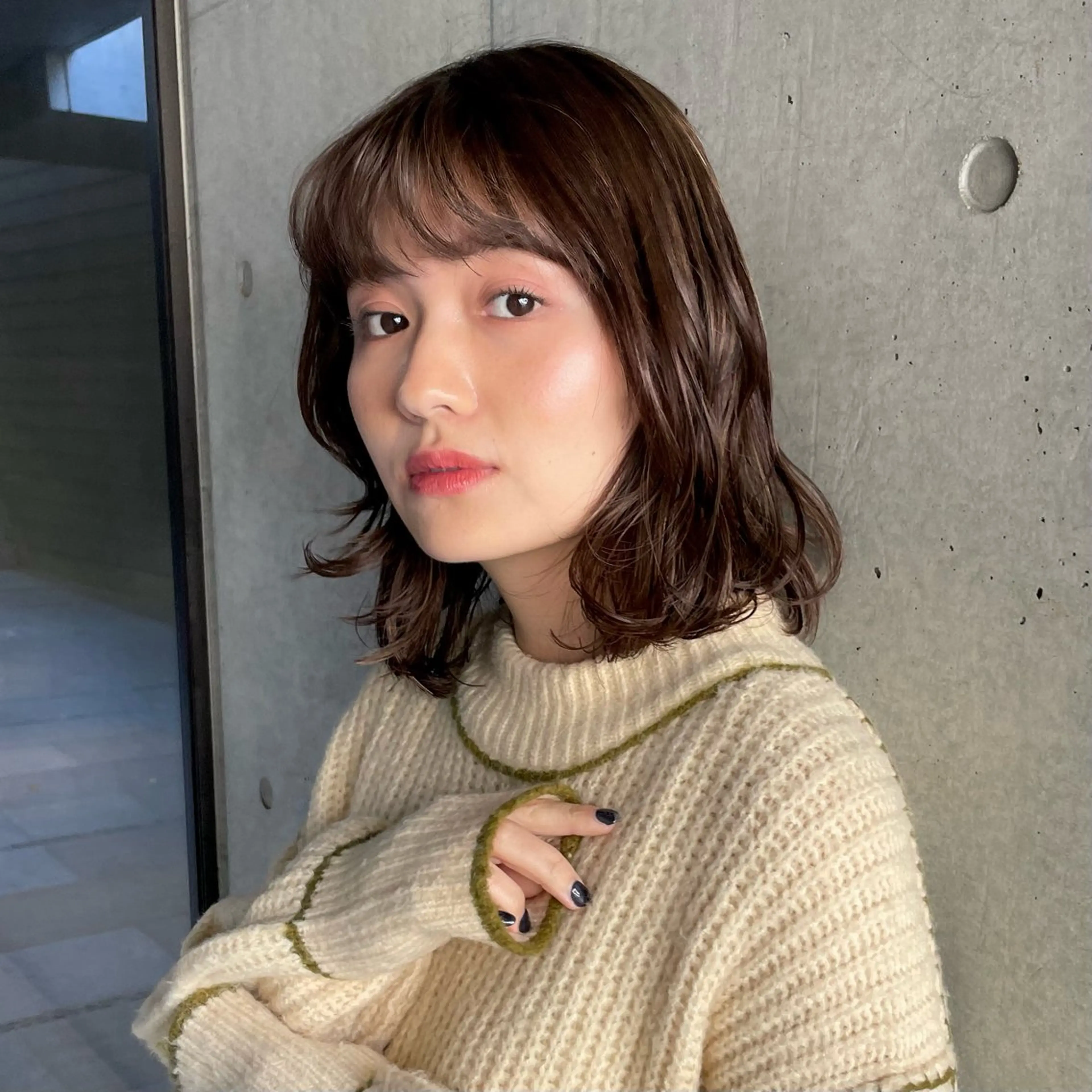 ミディアム カット ヘアカラー トリートメント 似合わせ/ベージュ /レイヤー/りほ🤍のヘアスタイル