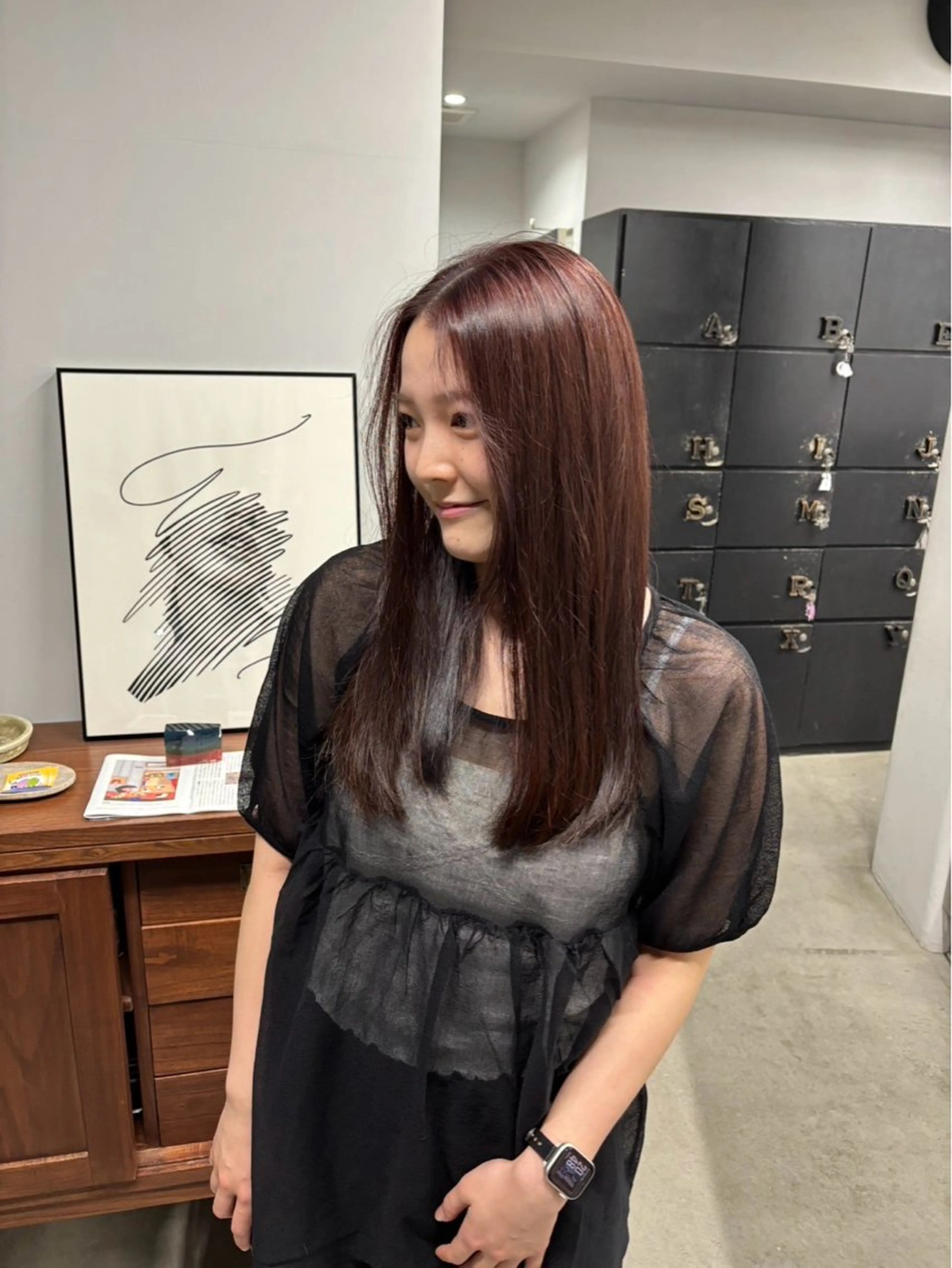 カラー レッドカラー ヘアカラー 高槻 成花のヘアスタイル