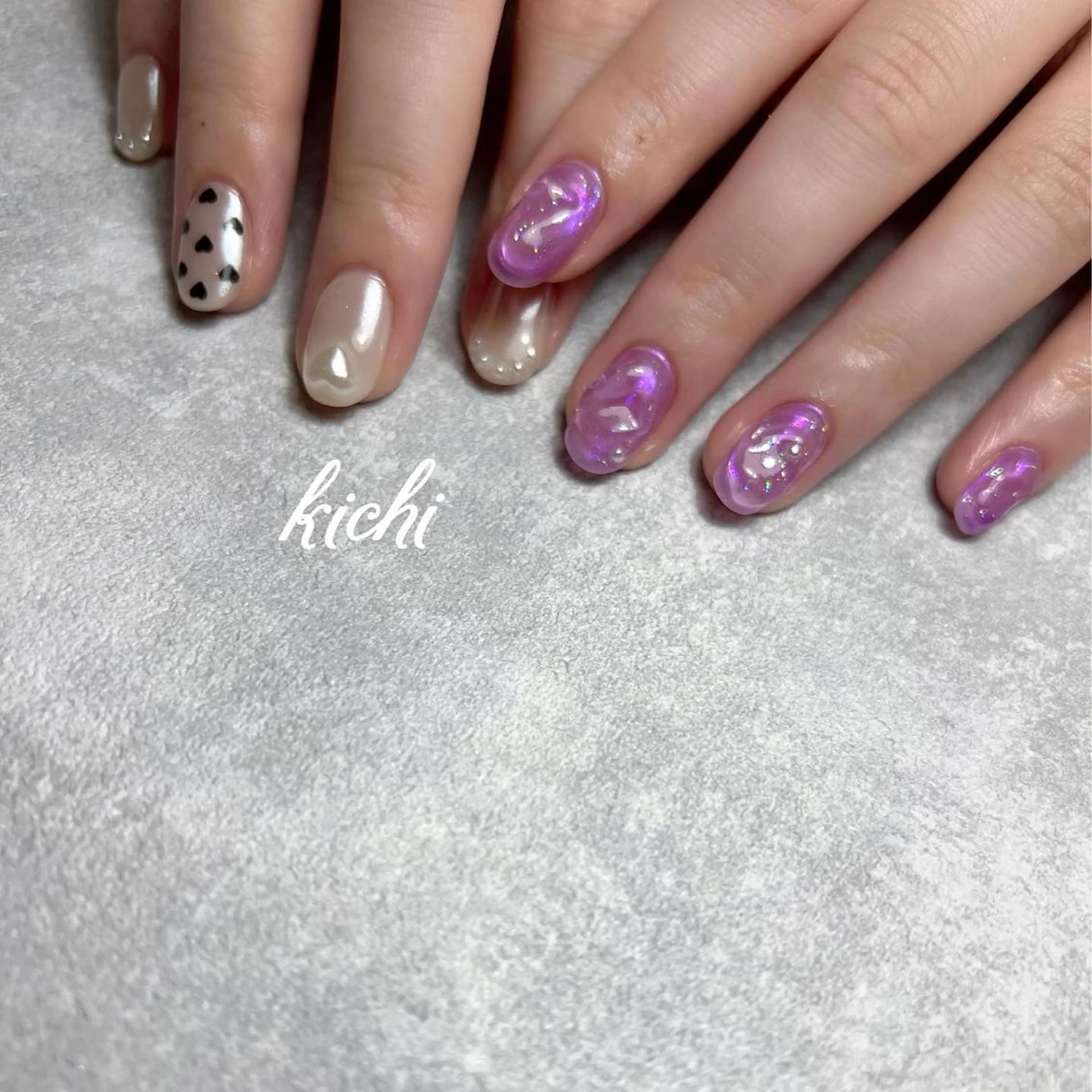 ネイル オーロラネイル ジェルネイル 氷ネイル・うるうるネイル 持ち込み ニュアンスネイル kichi・:* みじゅのネイルデザイン