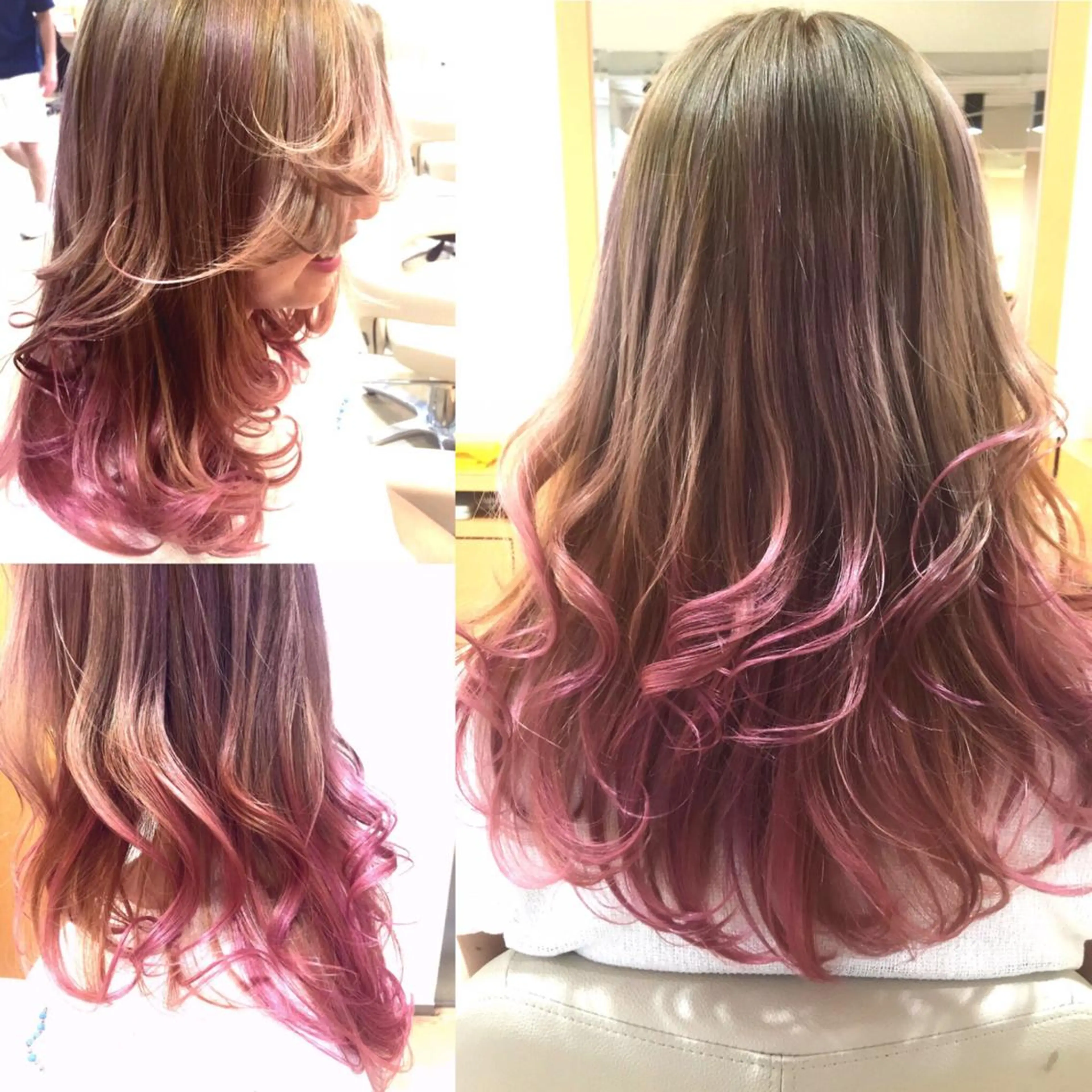 セミロング ロング カラー グラデーションカラー 🌹ハッシュカット、 レイヤー韓国ヘア🌹のヘアスタイル