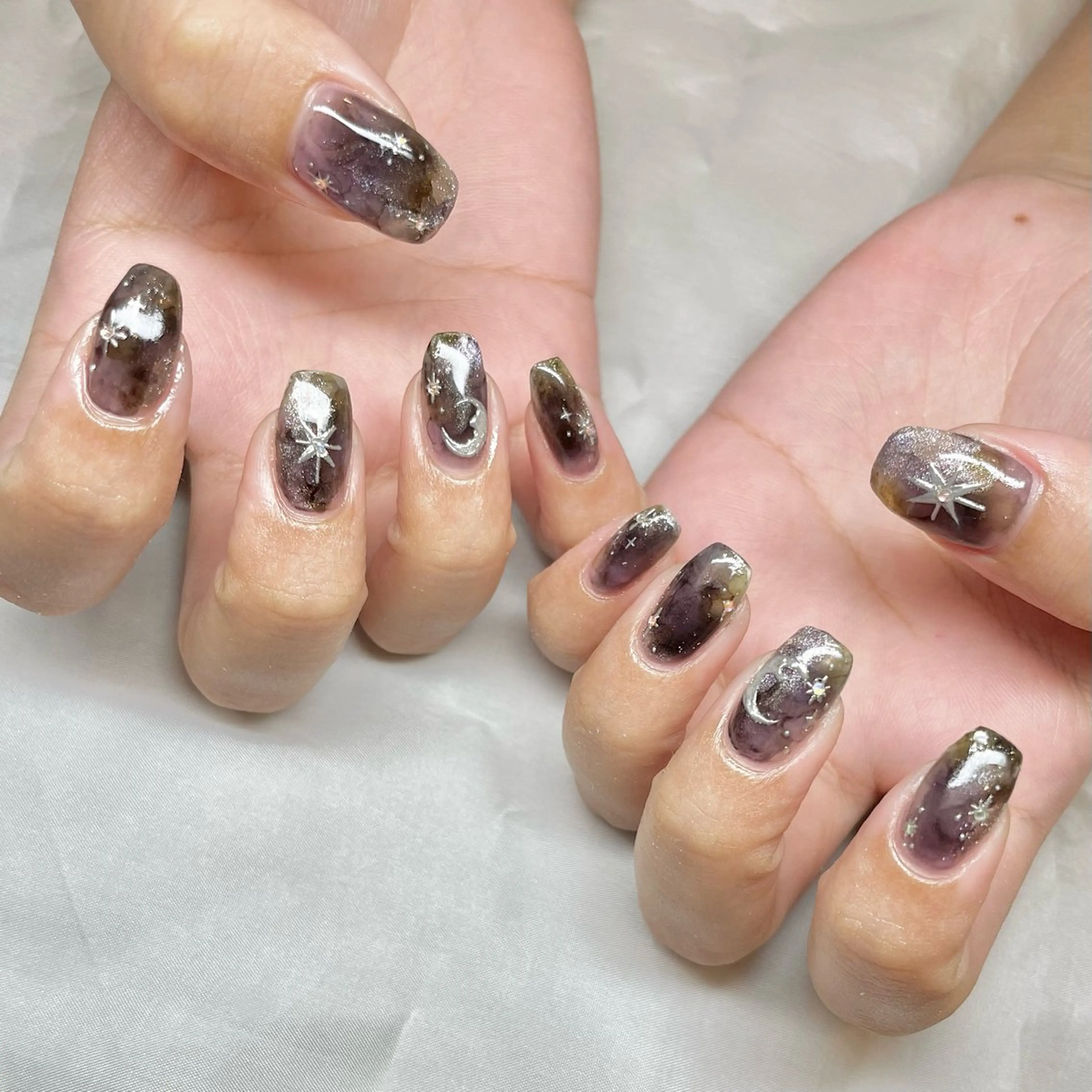 メンズ ネイル ミラーネイル nail&eye Aoのマツエク・マツパデザイン