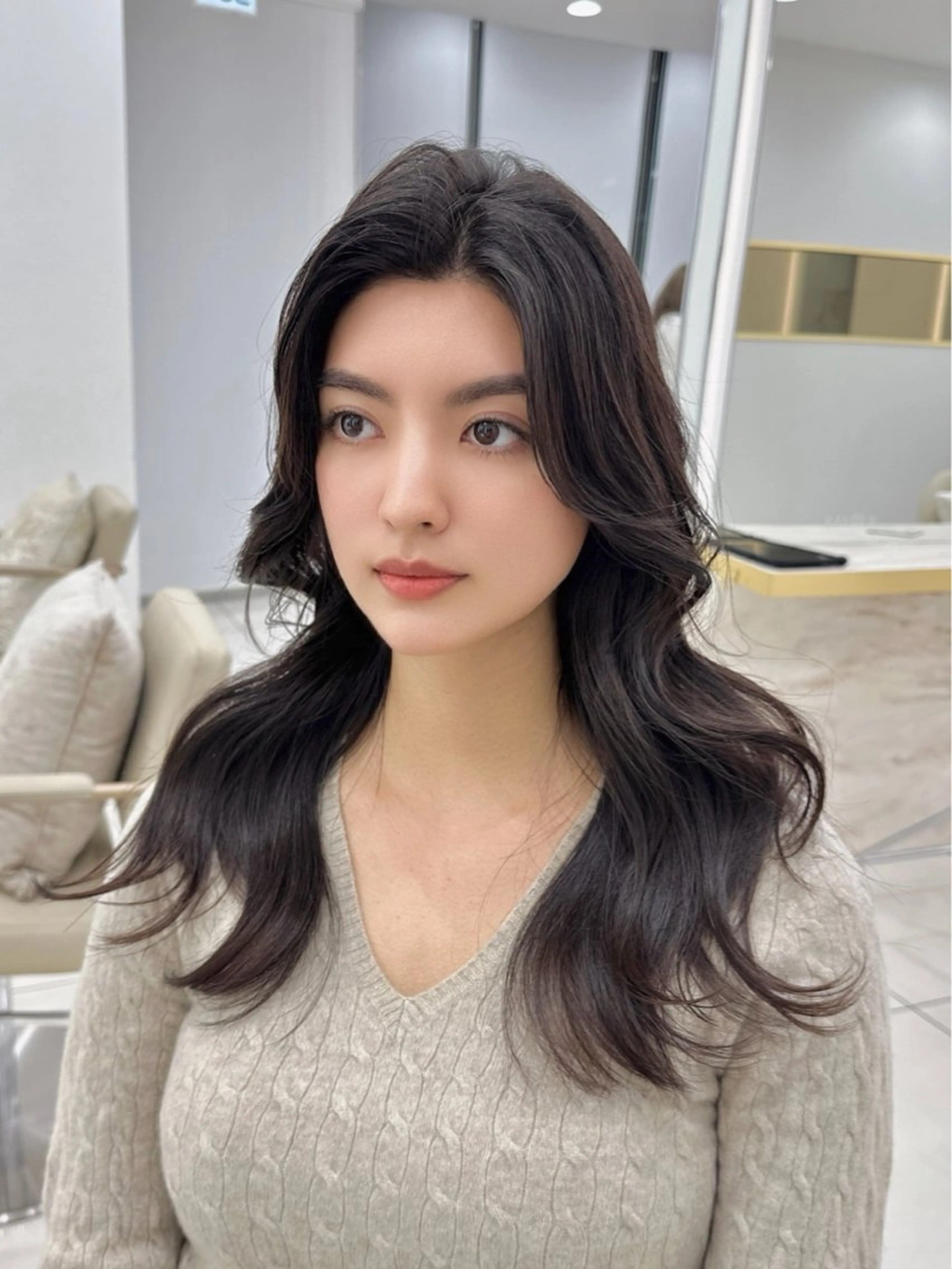 ロング カラー カット ヘアカラー トリートメント 前髪顔周り/レイヤー 韓国/桔川恒のヘアスタイル