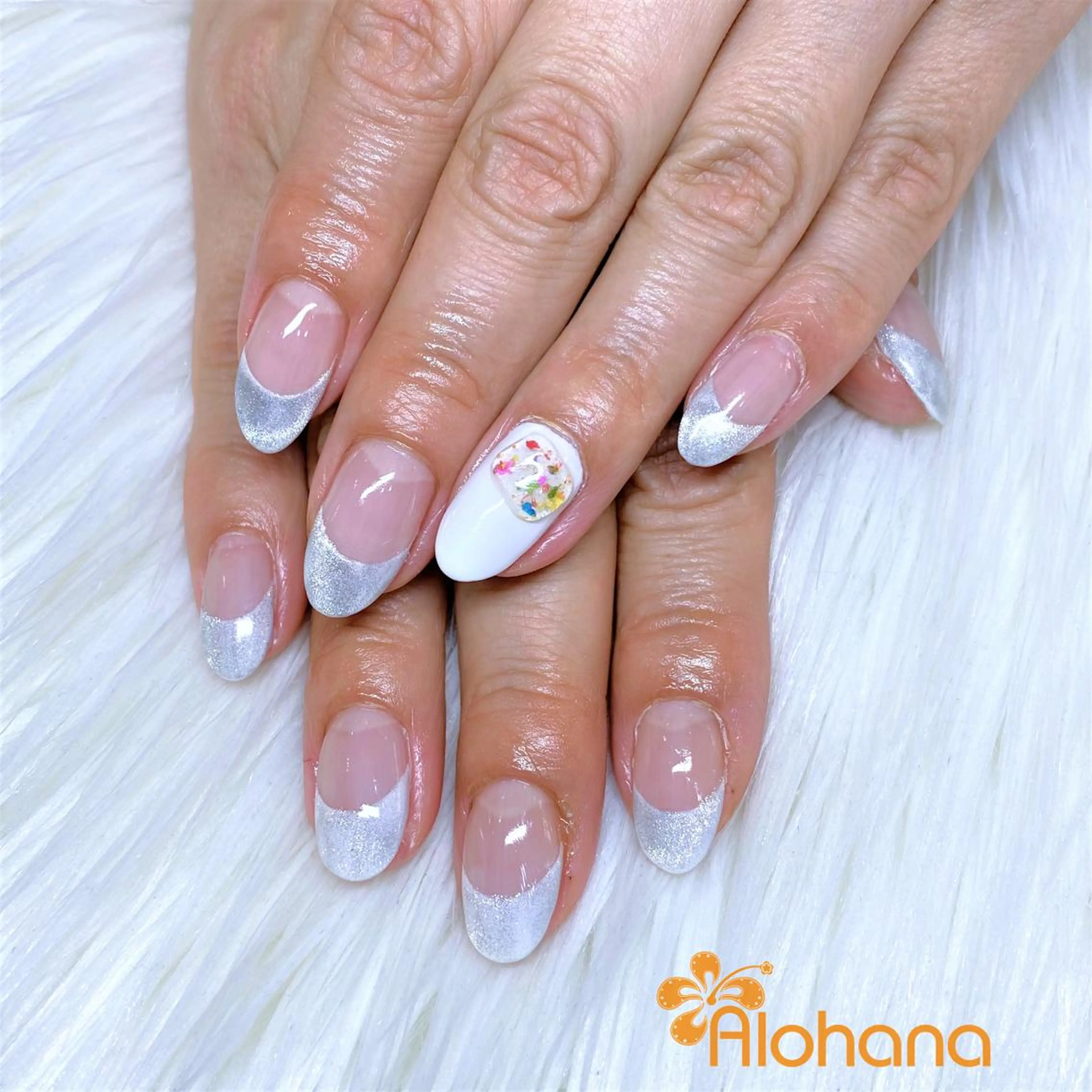 ネイル フレンチネイル マグネットネイル マグネットフレンチ ハンドネイル Alohana所属・Alohana Minaのネイルデザイン