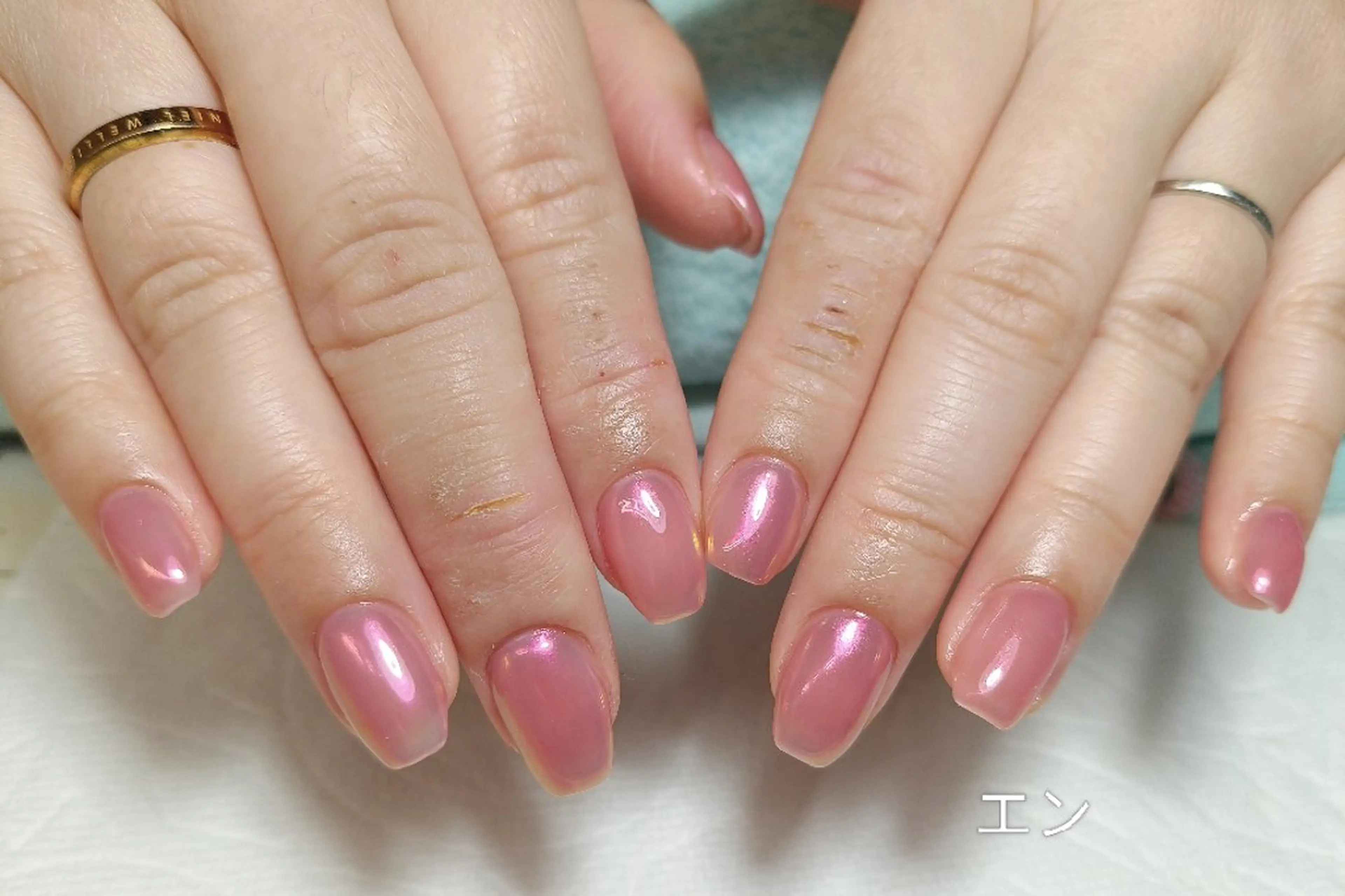 ネイル ミラーネイル ワンカラーネイル ピンク 春ネイル エ ンのネイルデザイン