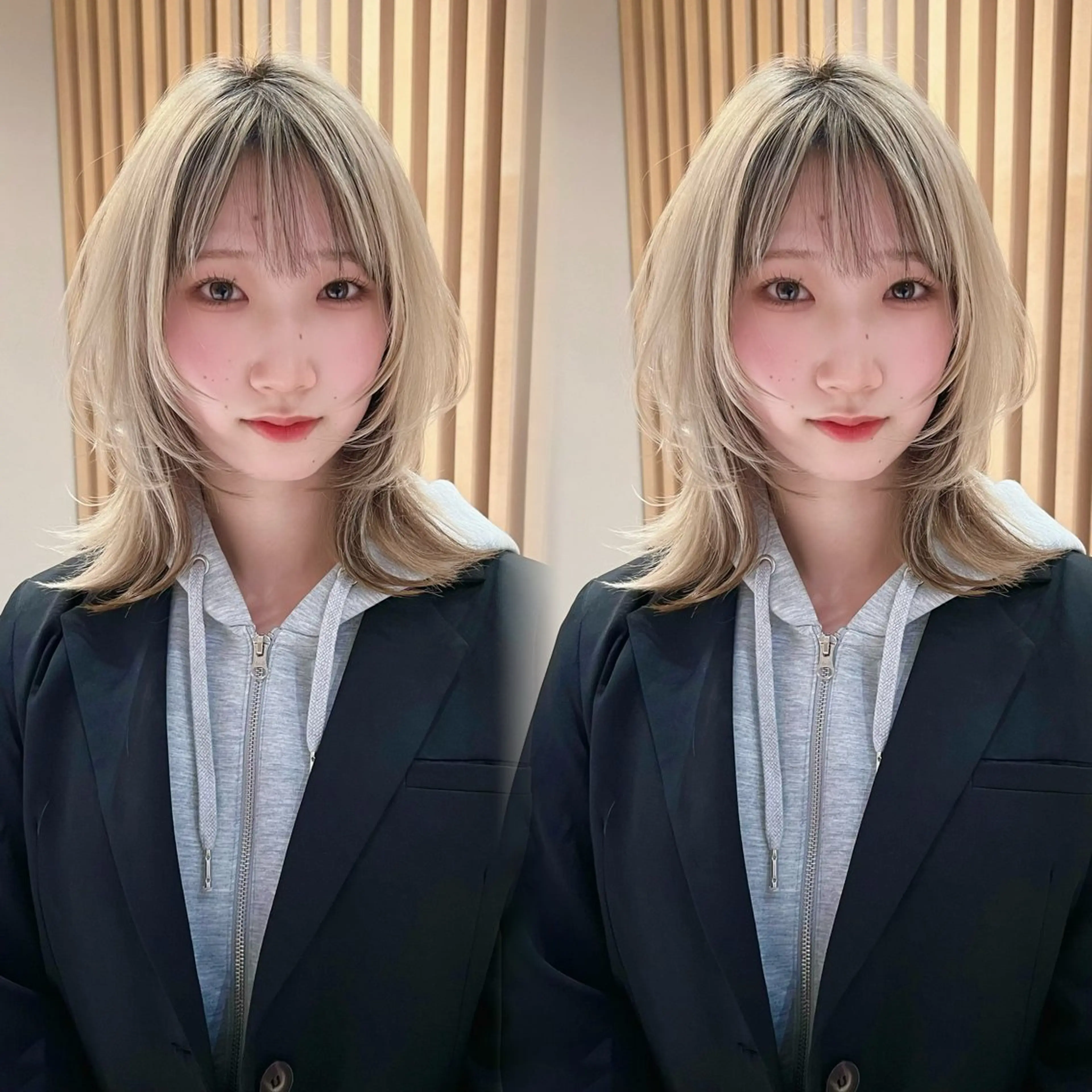 ミディアム カラー ヘアカラー トリートメント レイヤー/韓国 ハイトーン興津史弥のヘアスタイル