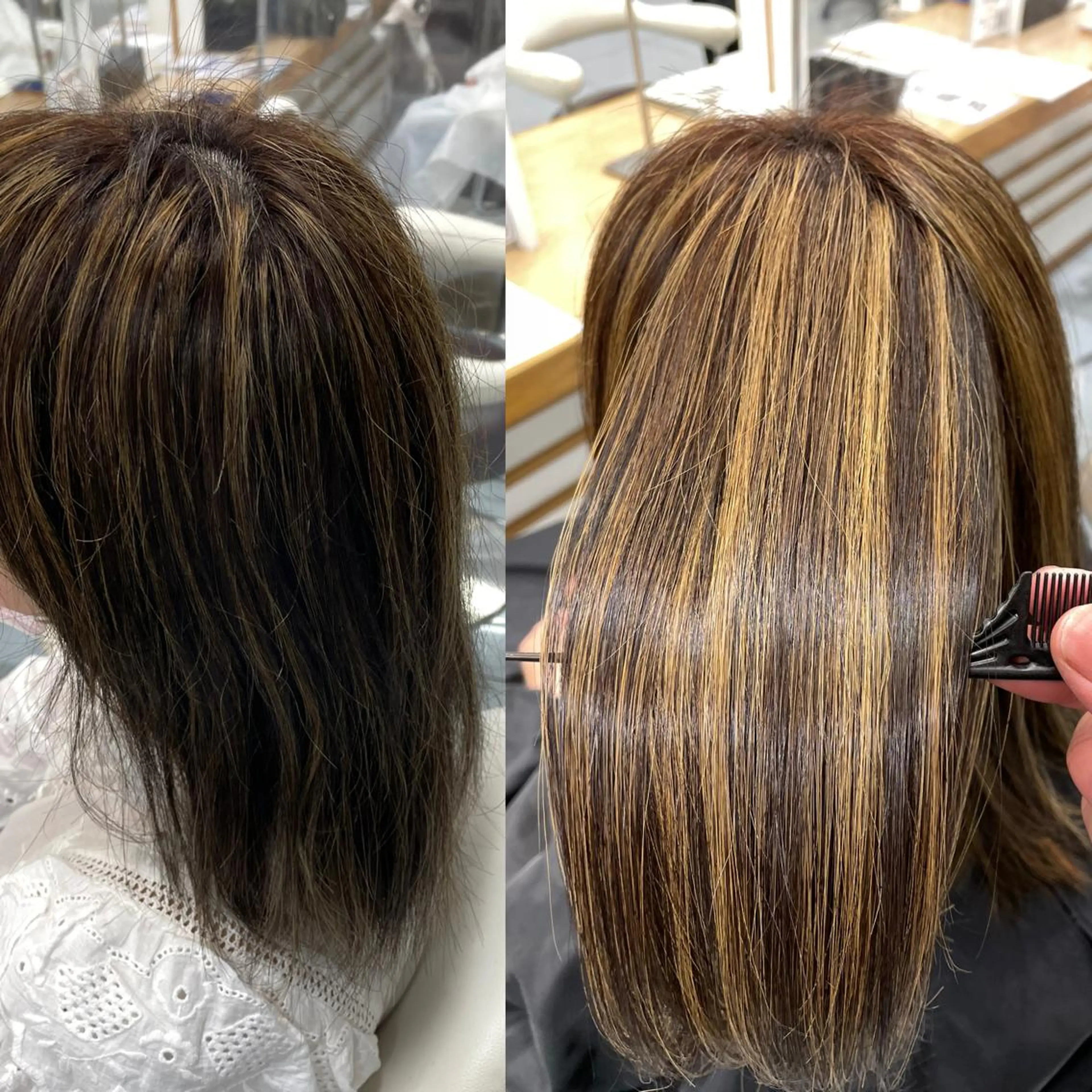 ミディアム パーマ 縮毛/レイヤー 韓国/橋口のヘアスタイル