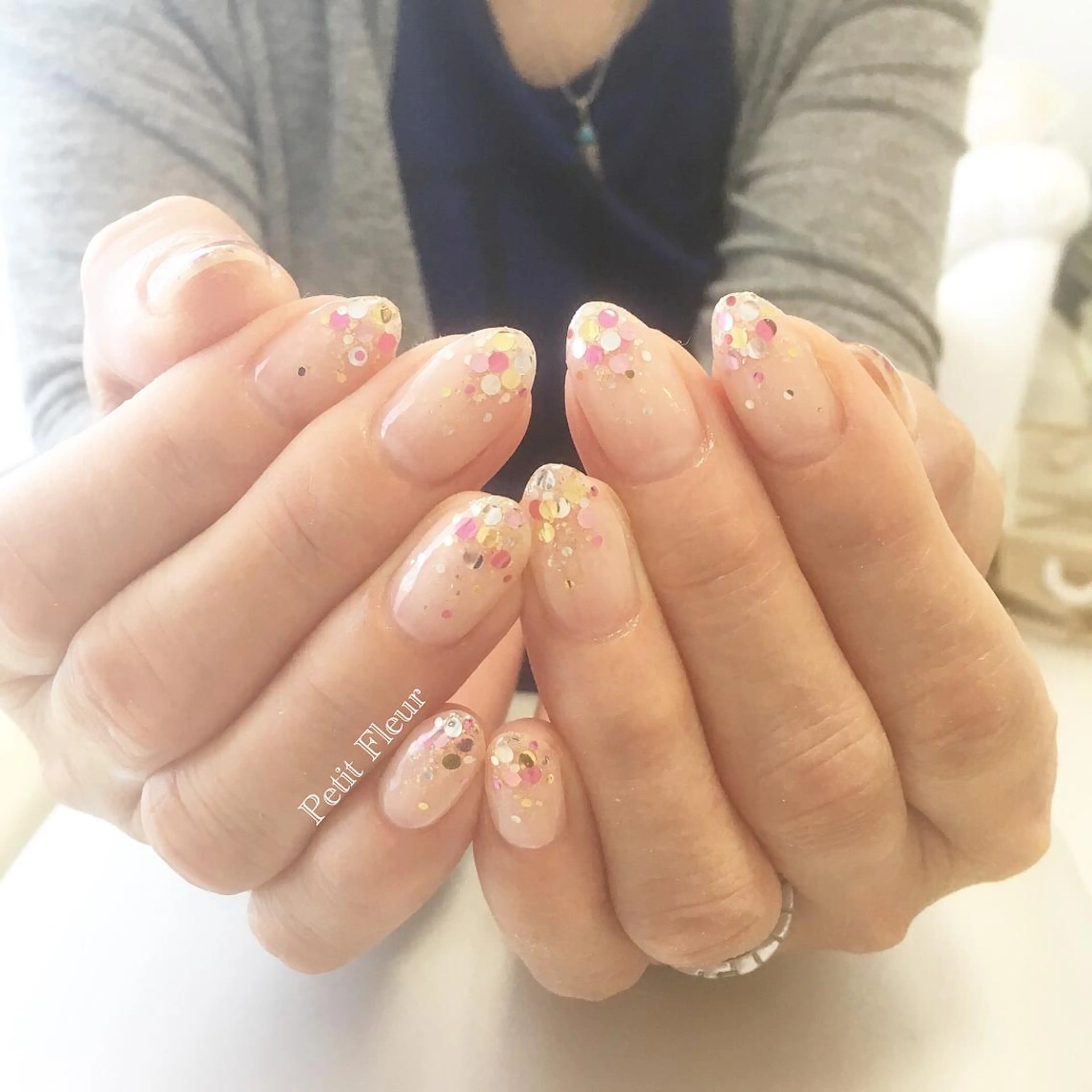 ネイル クリアネイル ホログラムネイル ラメ(グリッター) Petit Fleur所属・青柳 亜梨奈のマツエク・マツパデザイン