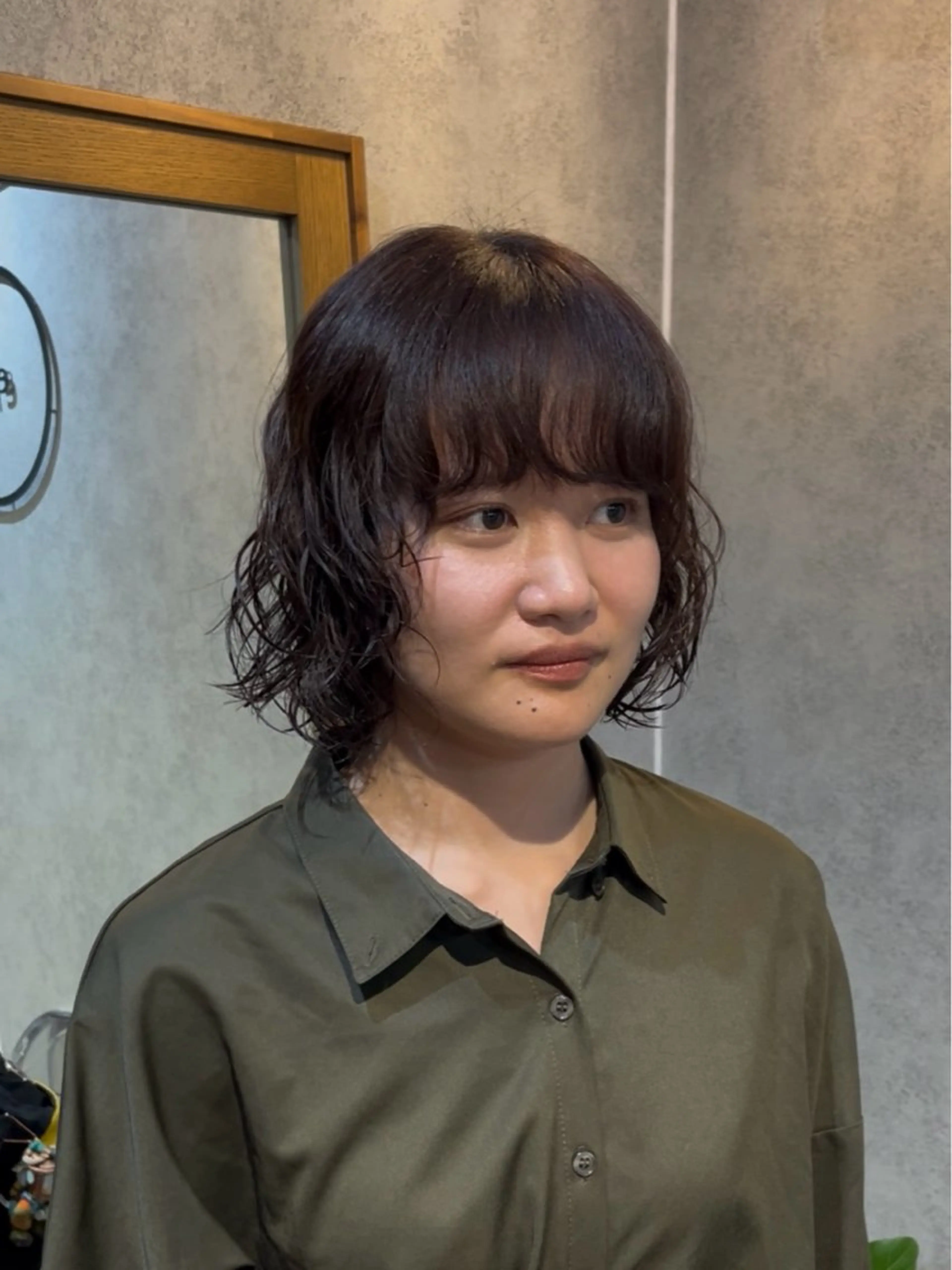 ショート カラー パーマ カット ヘアカラー トリートメント ボブ/プツッとボブ/ 暖色カラー/モエのヘアスタイル