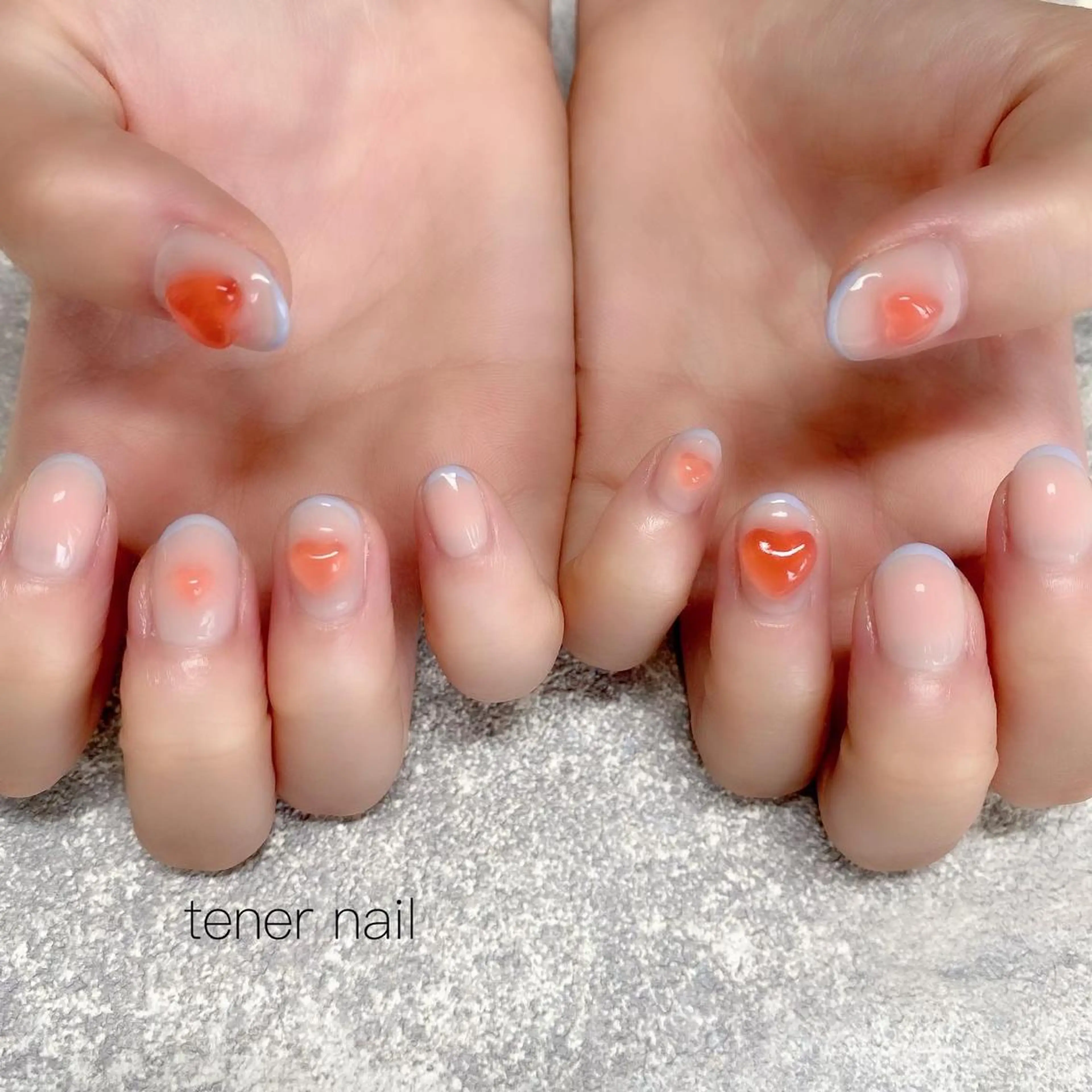 ネイル チークネイル フレンチネイル ハート UVネイル tener  nail  テネルネイル所属・テネルネイル tener nailのネイルデザイン