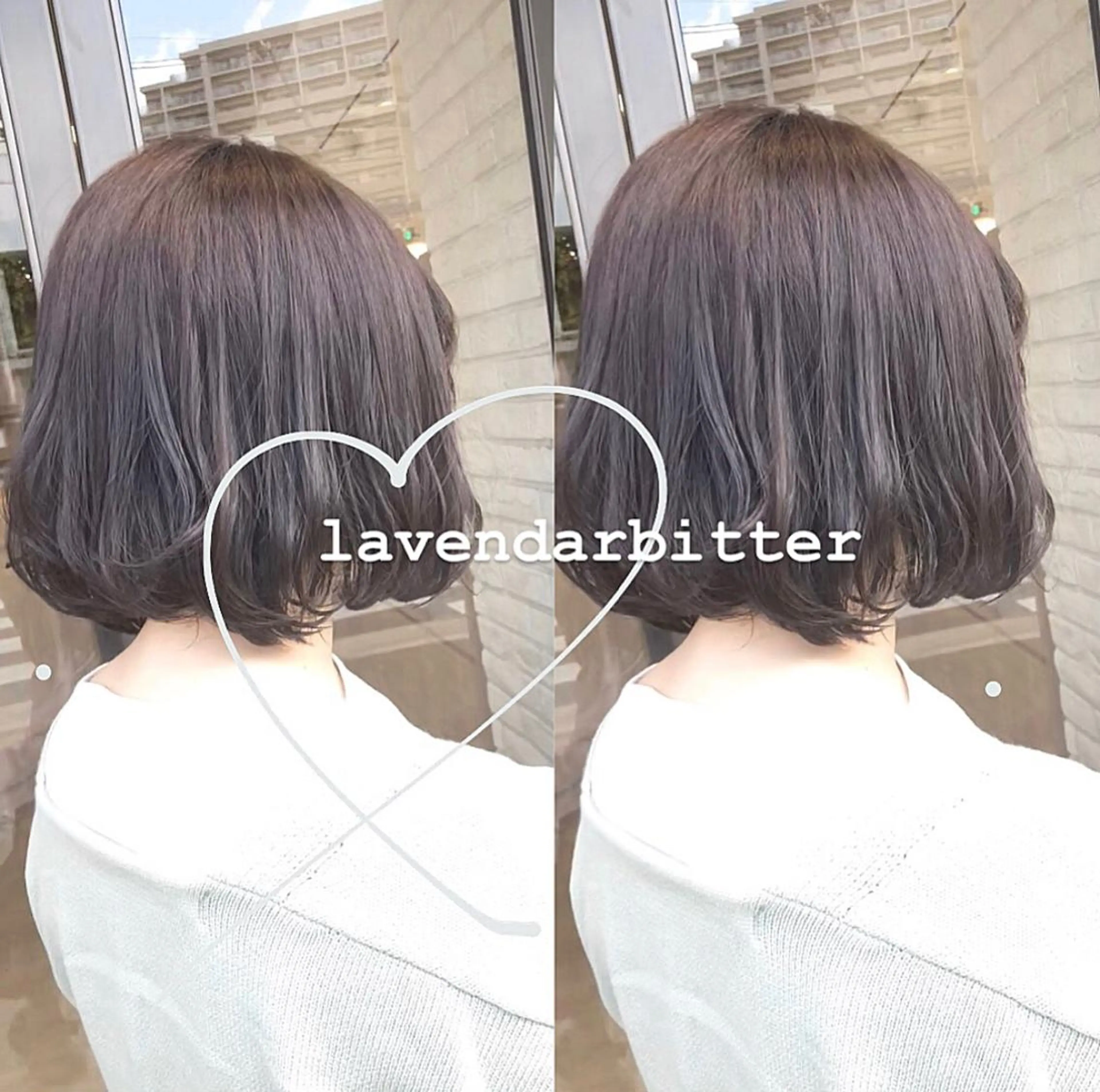 ミディアム カラー ラベンダーカラー ボブ misaki🎀 まろみ透け感カラーのヘアスタイル