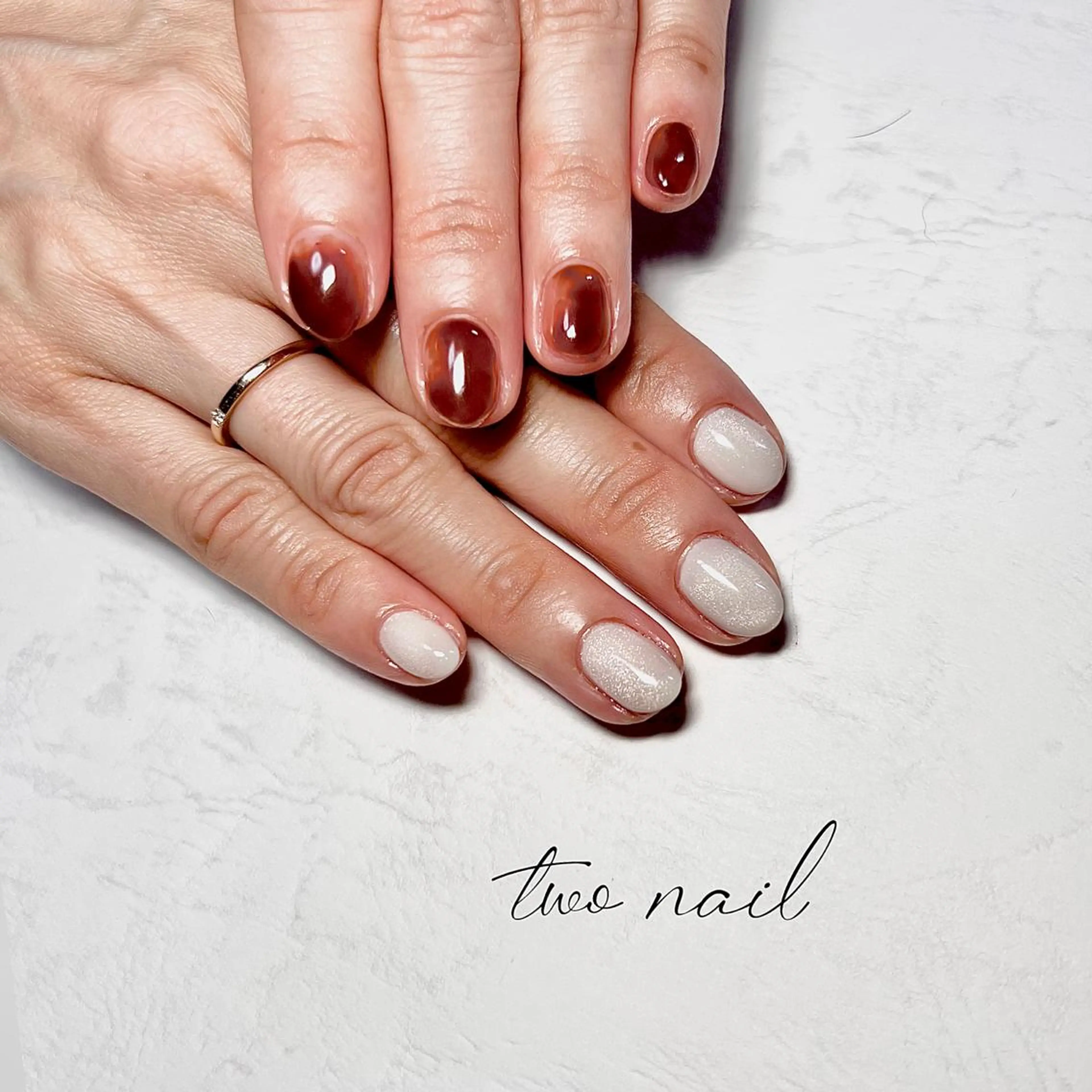 ネイル アートネイル フットネイル ハート マグネットネイル ニュアンスネイル two nailのネイルデザイン