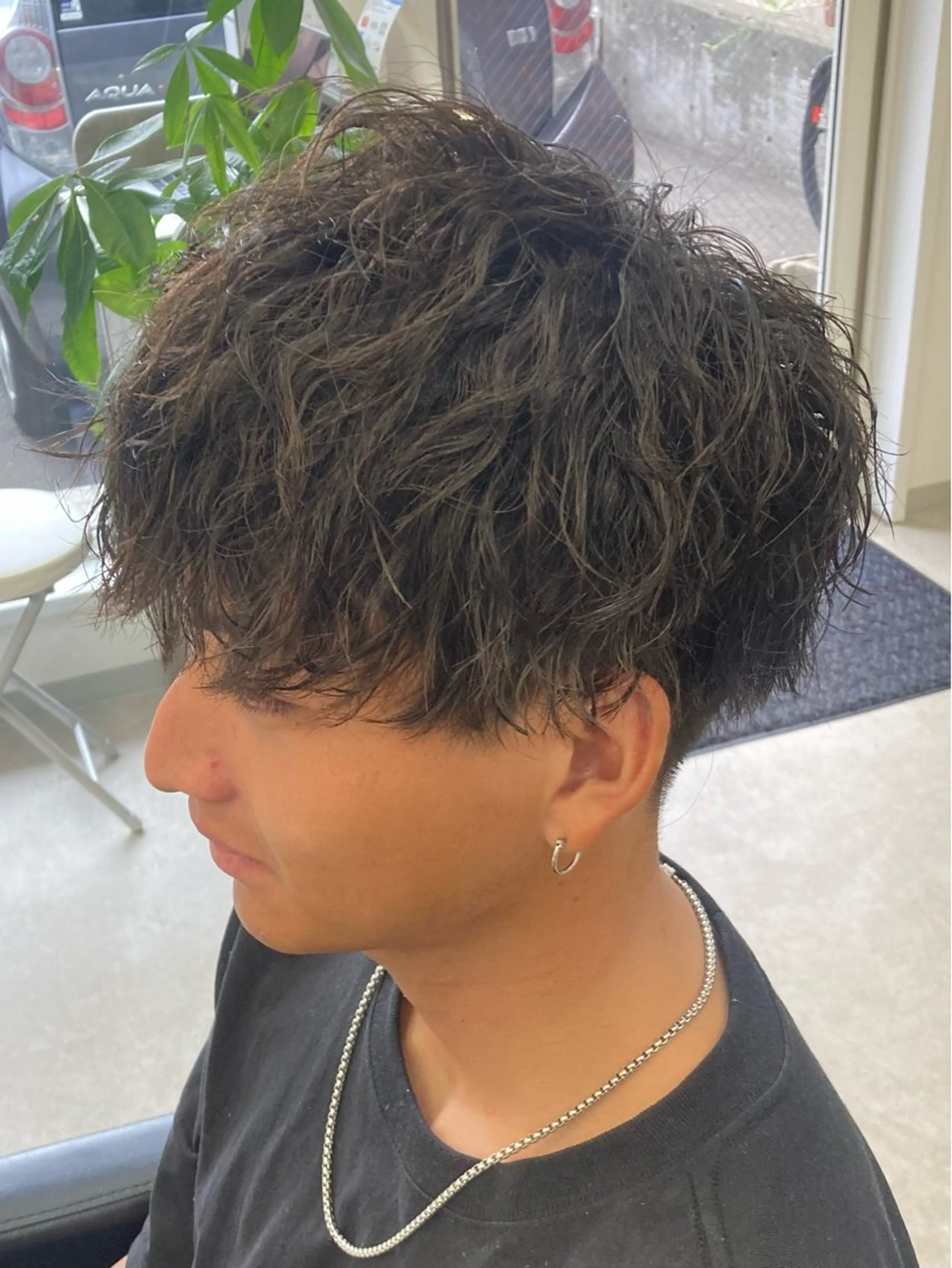 ミディアム パーマ メンズ マッシュ 深堀 勇弥のヘアスタイル