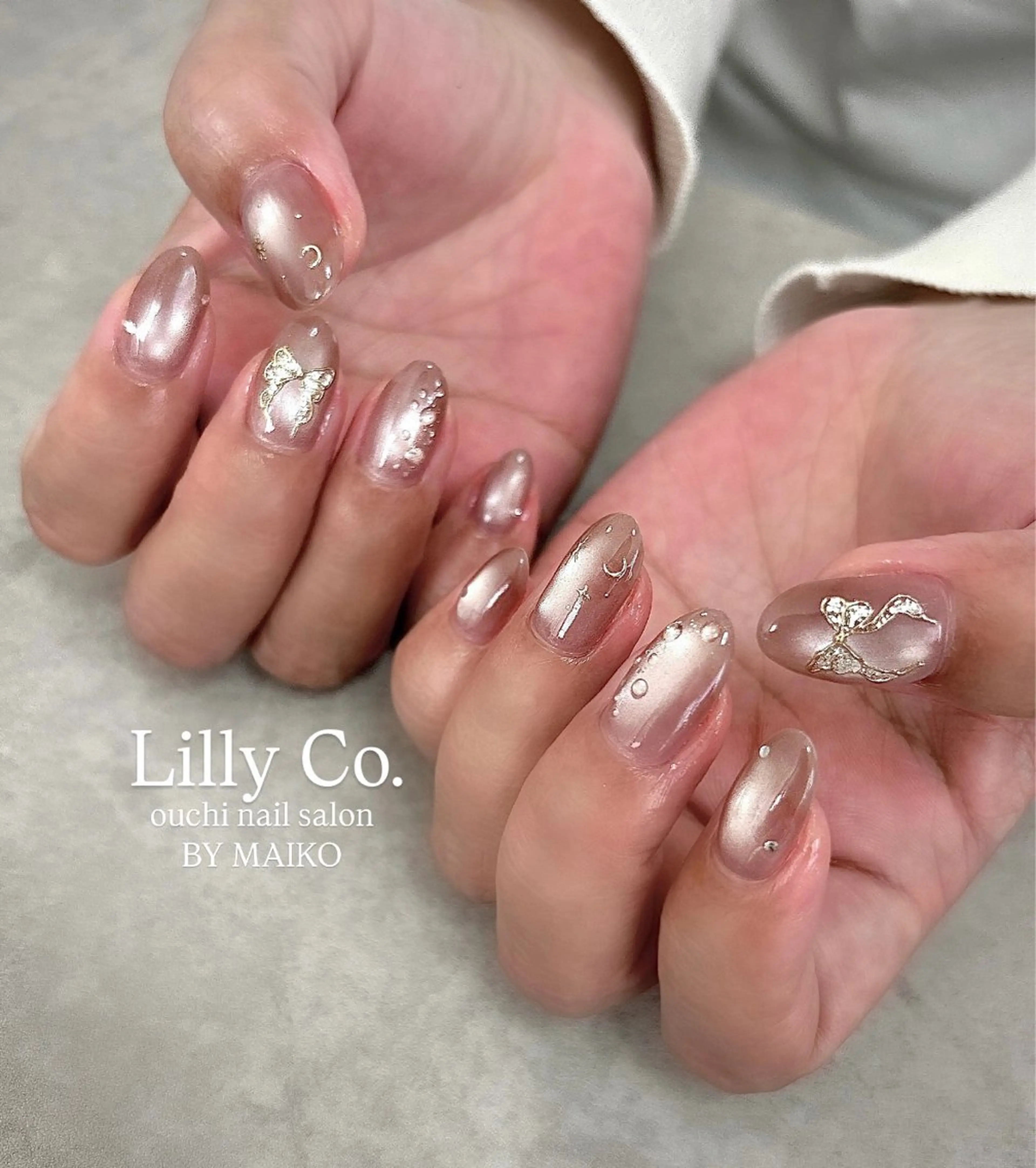 ネイル リボン ハンドネイル ハンドケア Lilly Co.のネイルデザイン