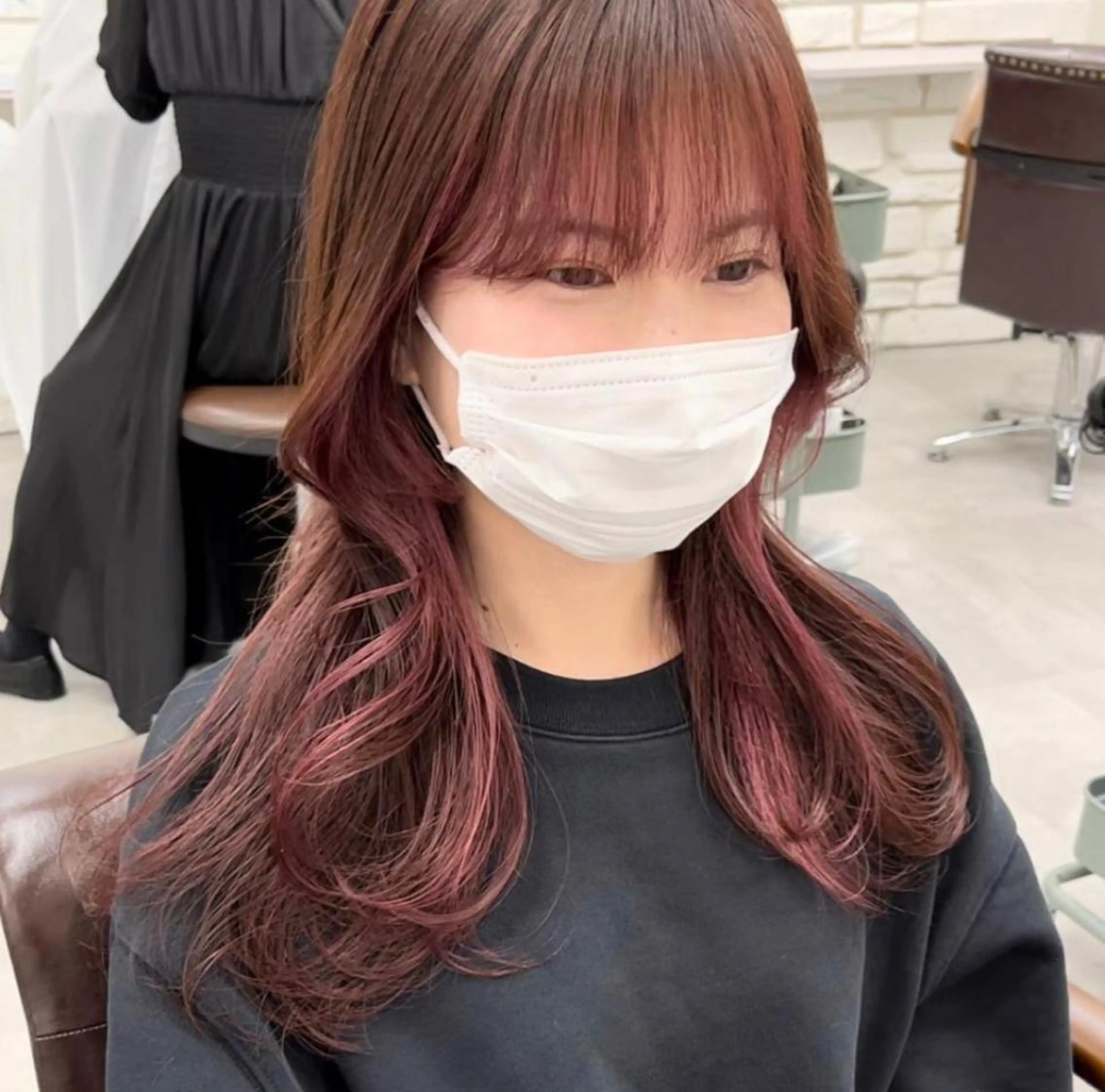 カラー ピンクカラー カット ヘアカラー トリートメント 天王寺髪質改善なら よしみさん✨のヘアスタイル