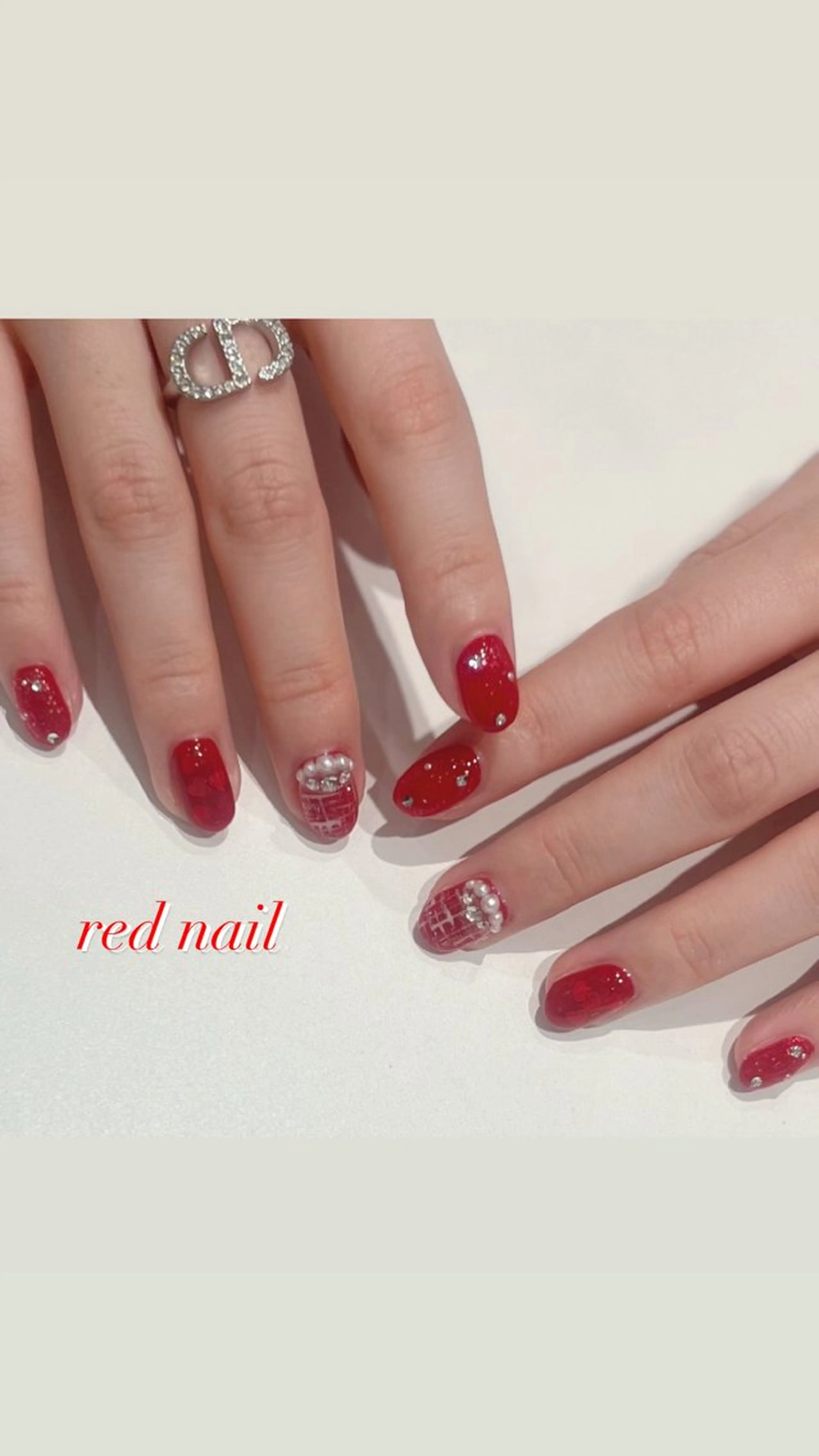 ネイル アートネイル ジェルネイル ハート パラジェル ツイードネイル VINGT NAIL Aika.Kのネイルデザイン