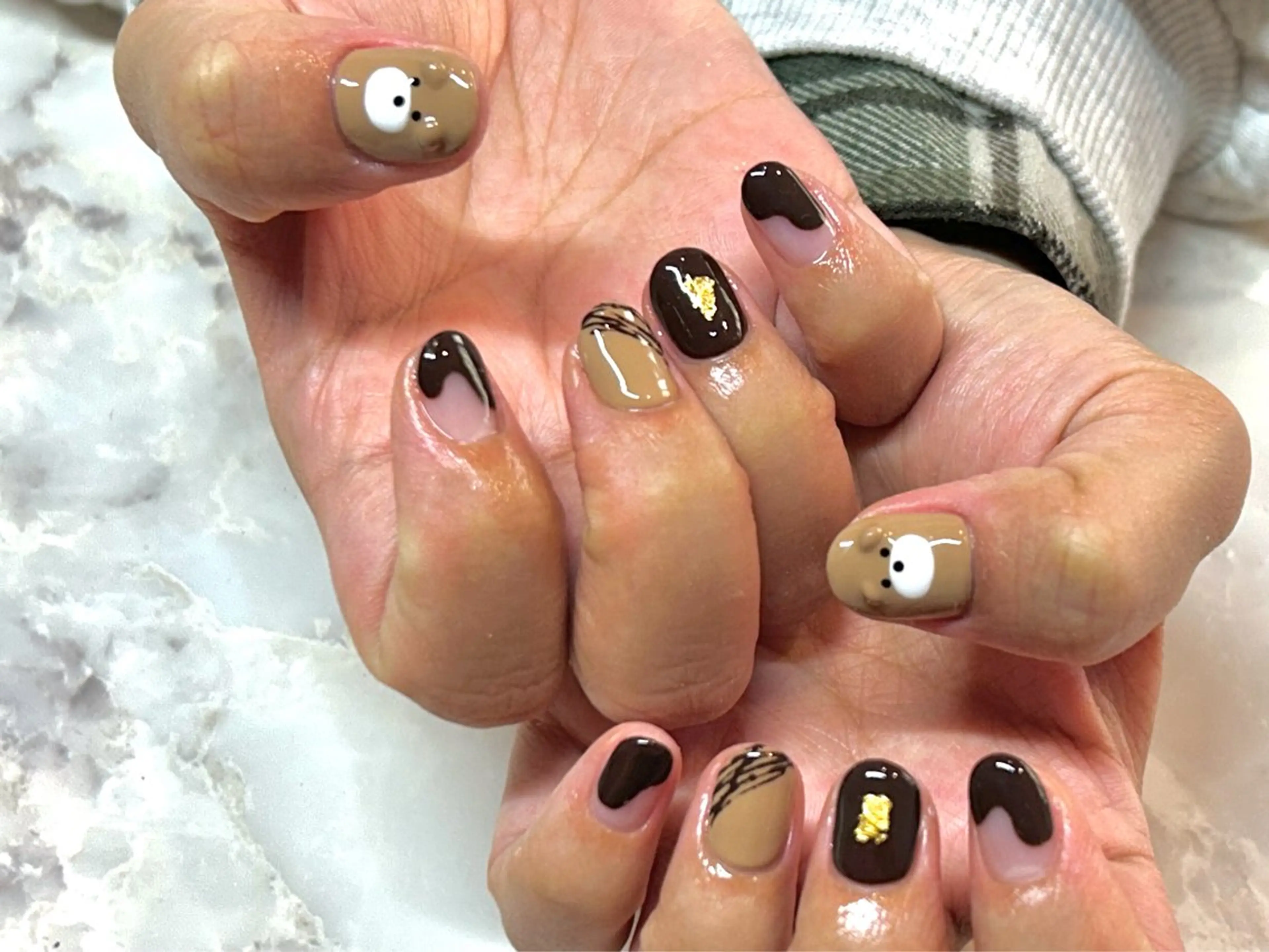 ネイル ブラウン 持ち込み バレンタイン 冬ネイル NailSalon _Amulet_のネイルデザイン