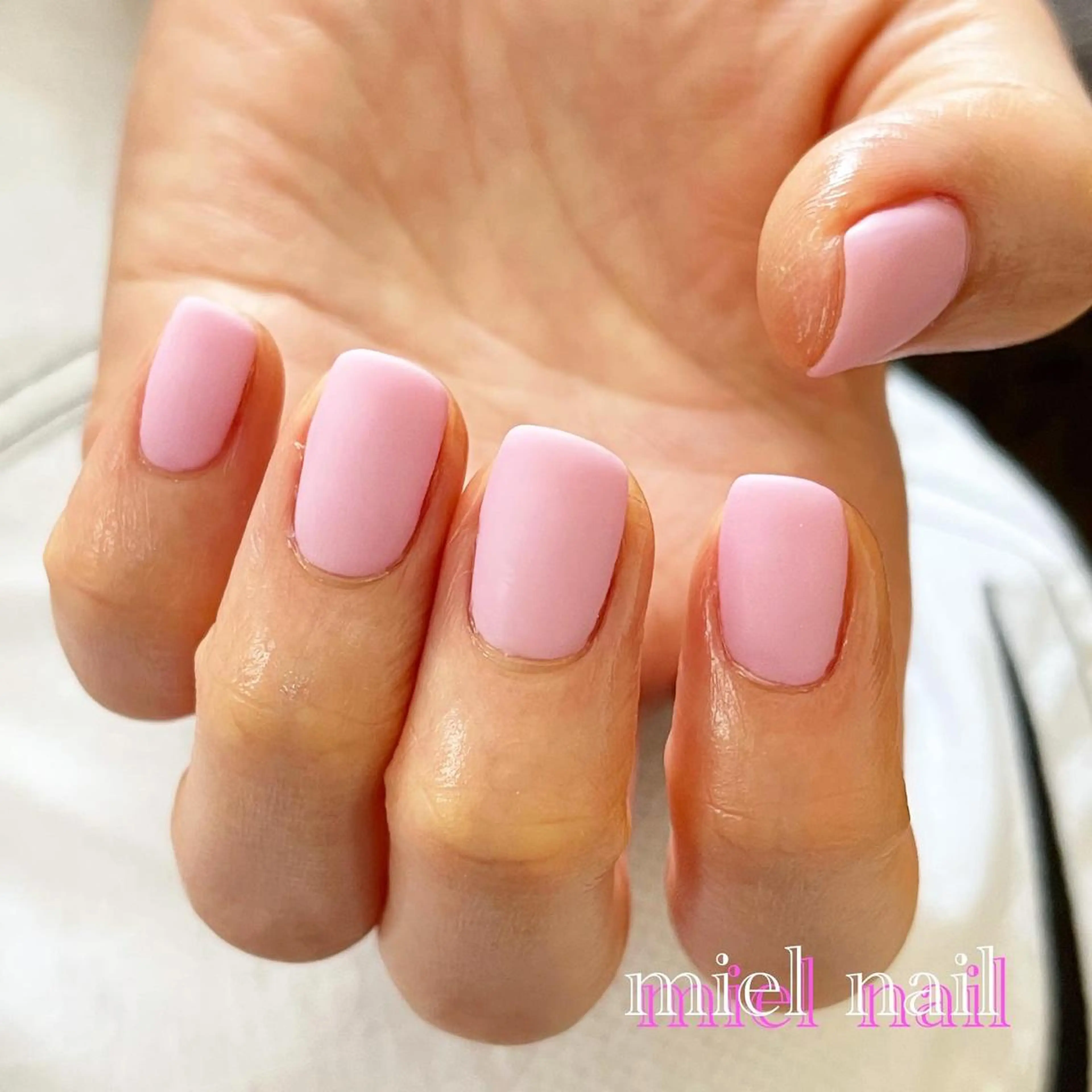 ネイル マットネイル ピンク 春ネイル ハンドネイル miel nailのネイルデザイン