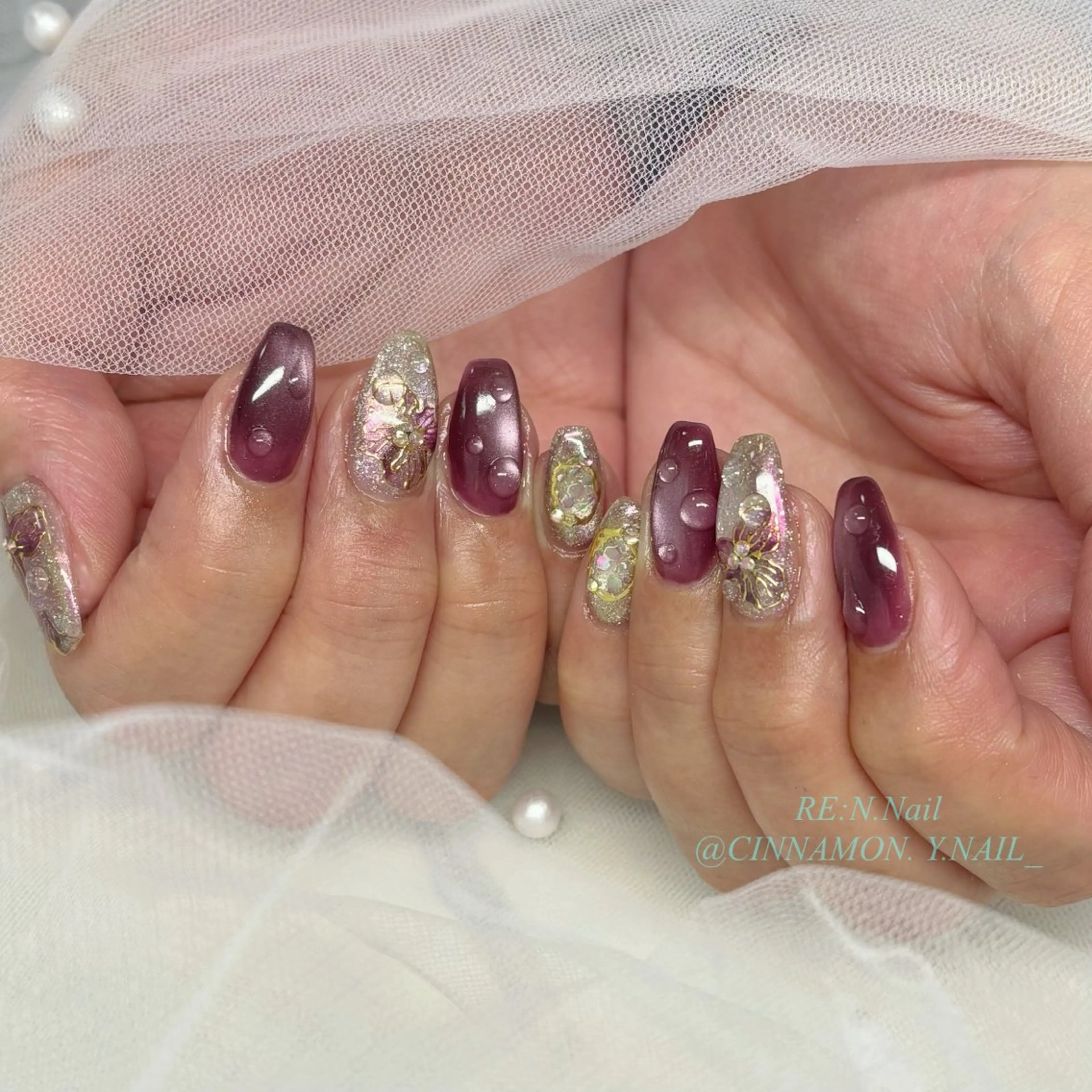 ネイル 持ち込み ハンドネイル Yuna🩵 RE:N.Nailのネイルデザイン