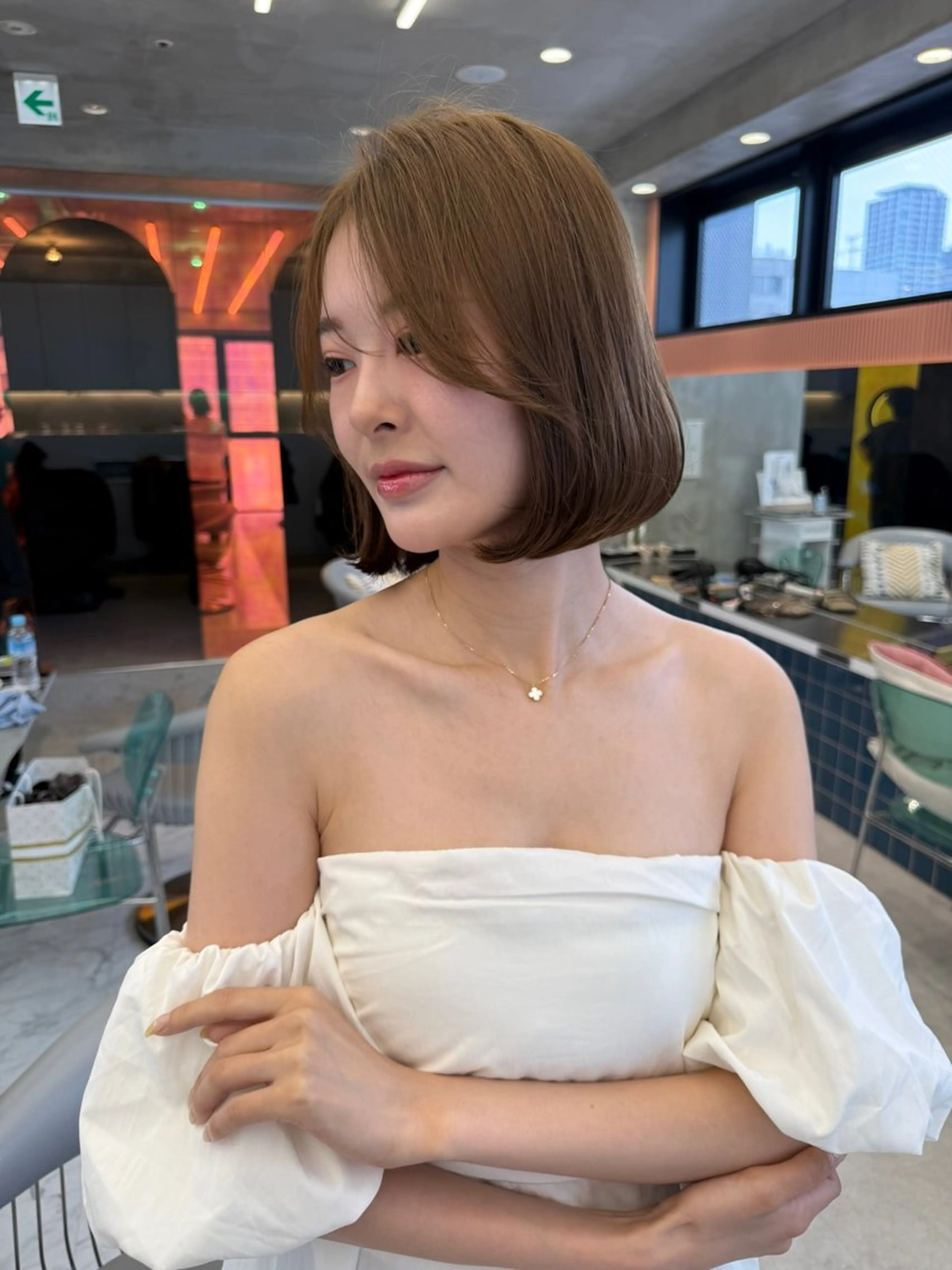 ミディアム カット ヘアカラー トリートメント ❣️心斎橋髪質改善 鈴木佑弥❣️のヘアスタイル