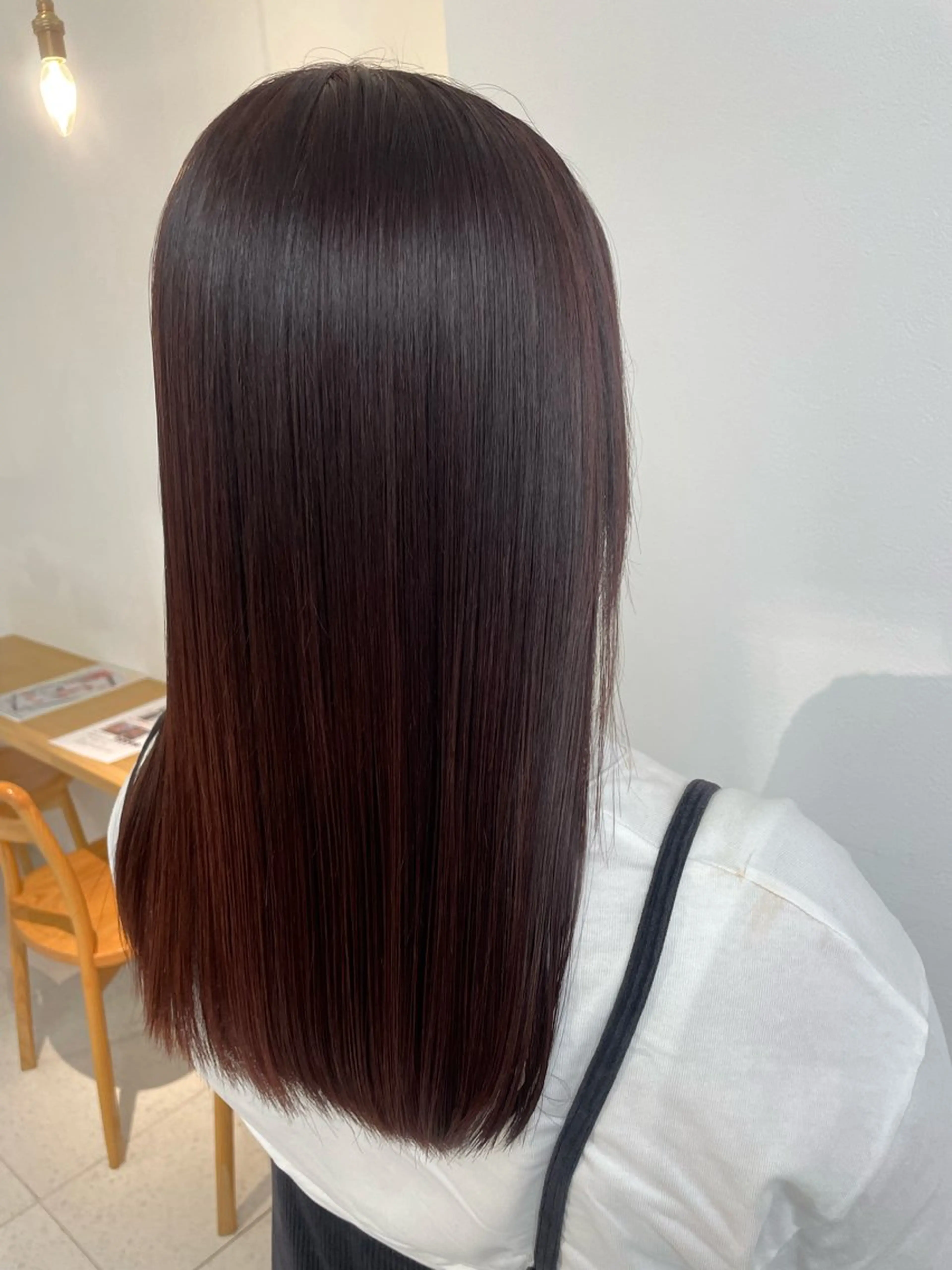 ロング カラー ブリーチ ダブルカラー ブリーチなしカラー レッドカラー 福田 千尋のヘアスタイル