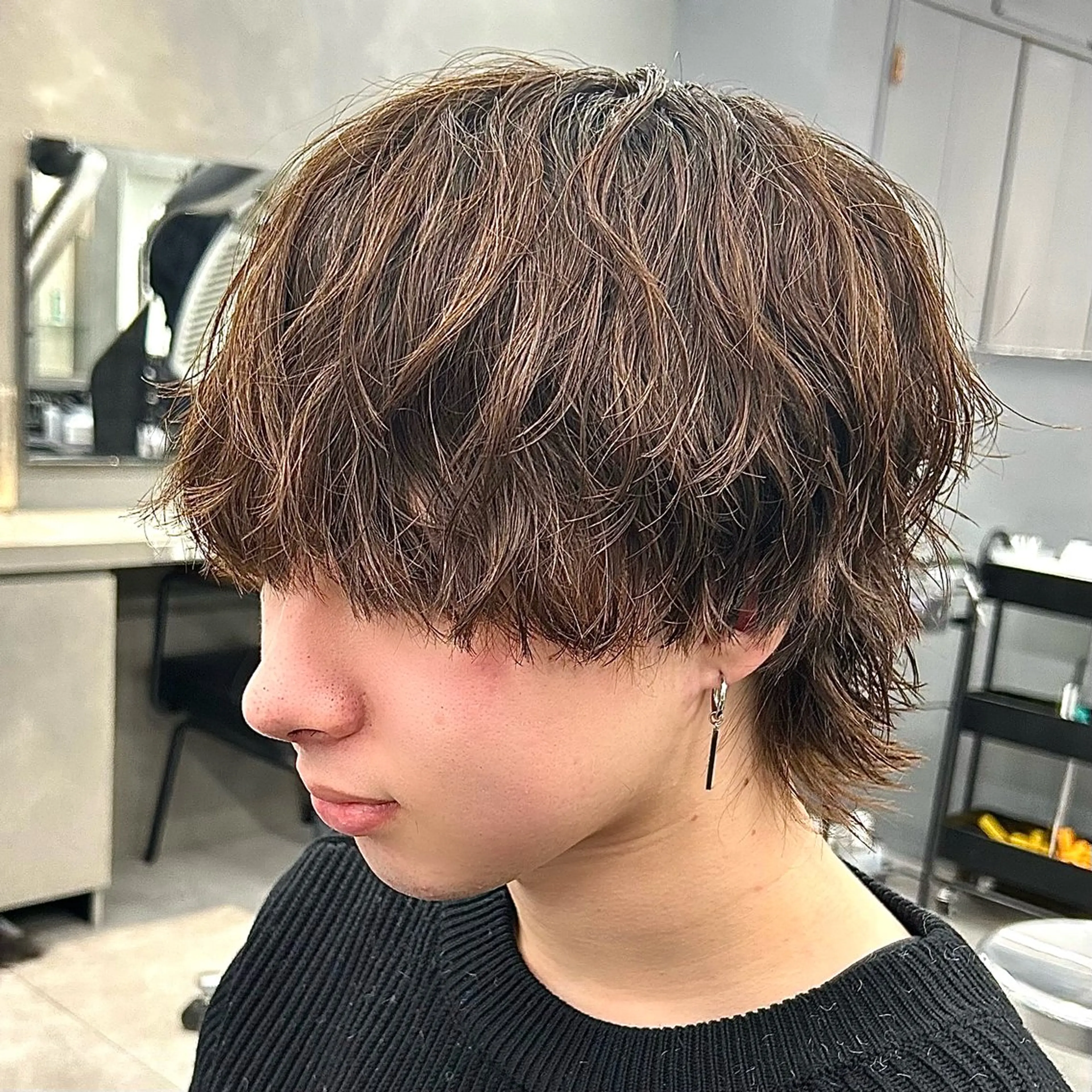 パーマ メンズ メンズパーマ メンズウルフカット ウルフカット カット パーマ トリートメント 韓国ヘア🇰🇷 メンズパーマ/つかさのヘアスタイル