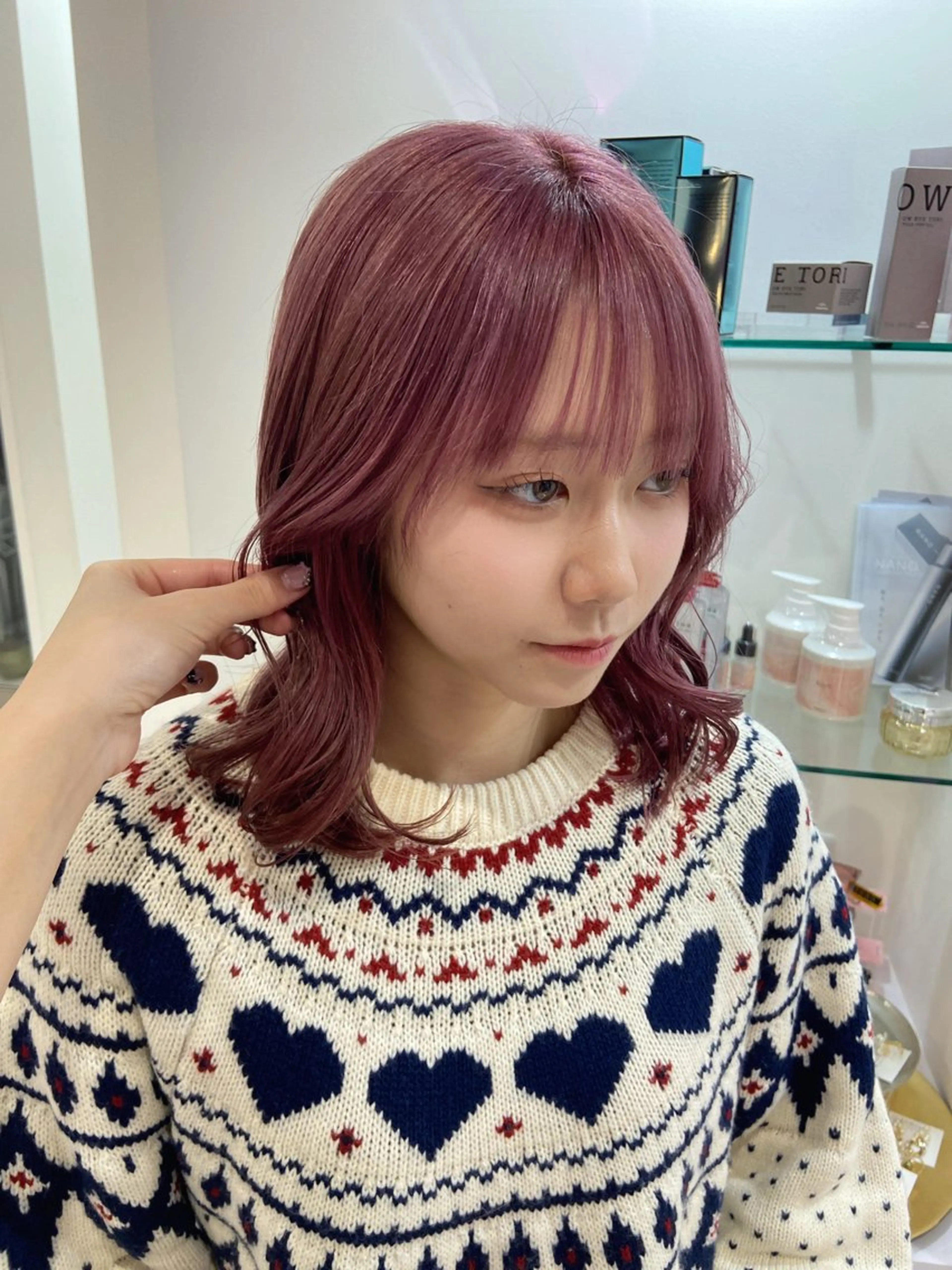 ミディアム カラー ブロンド ピンクカラー バイオレットカラー カット ヘアカラー 名駅/ハイトーン /Y2k/YUNAのヘアスタイル