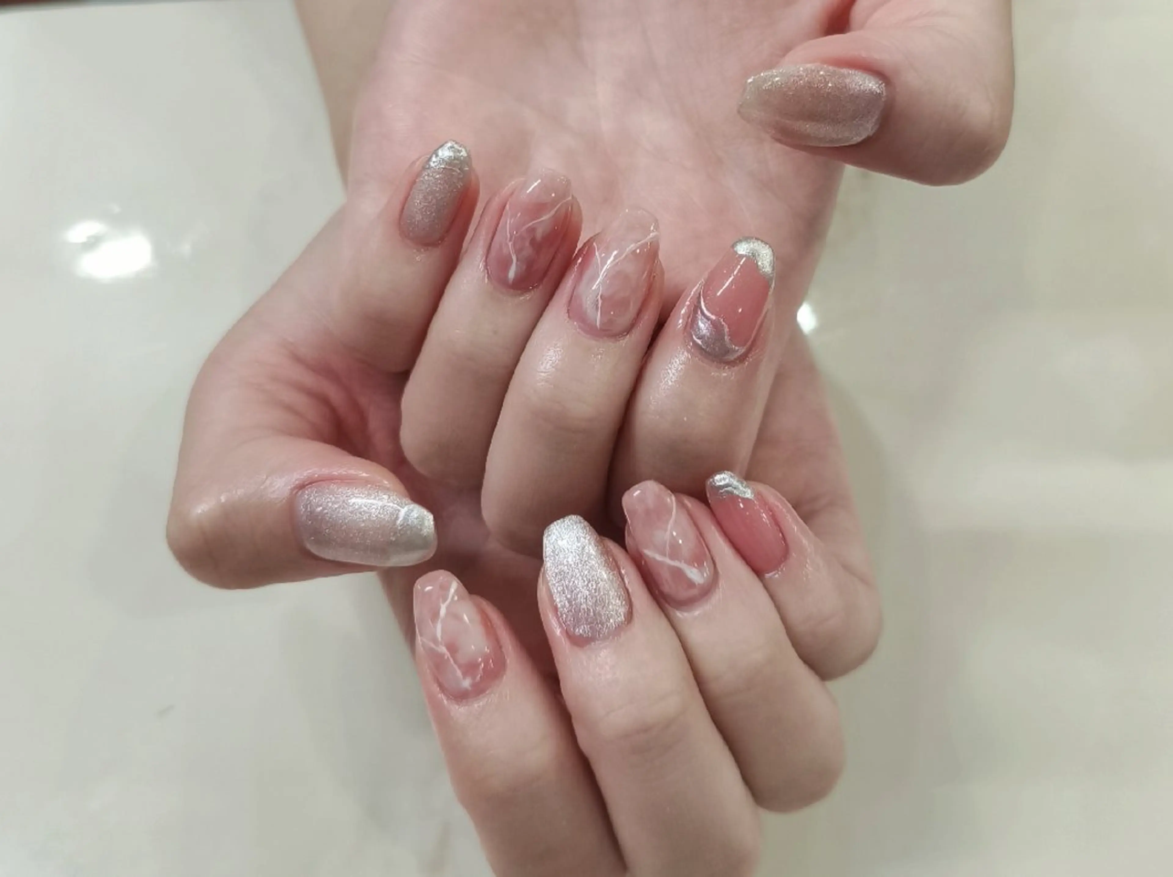 ネイル 大理石ネイル(マーブル) ニュアンスネイル ピンク she nailstudio/Noir所属・salon Noirのネイルデザイン