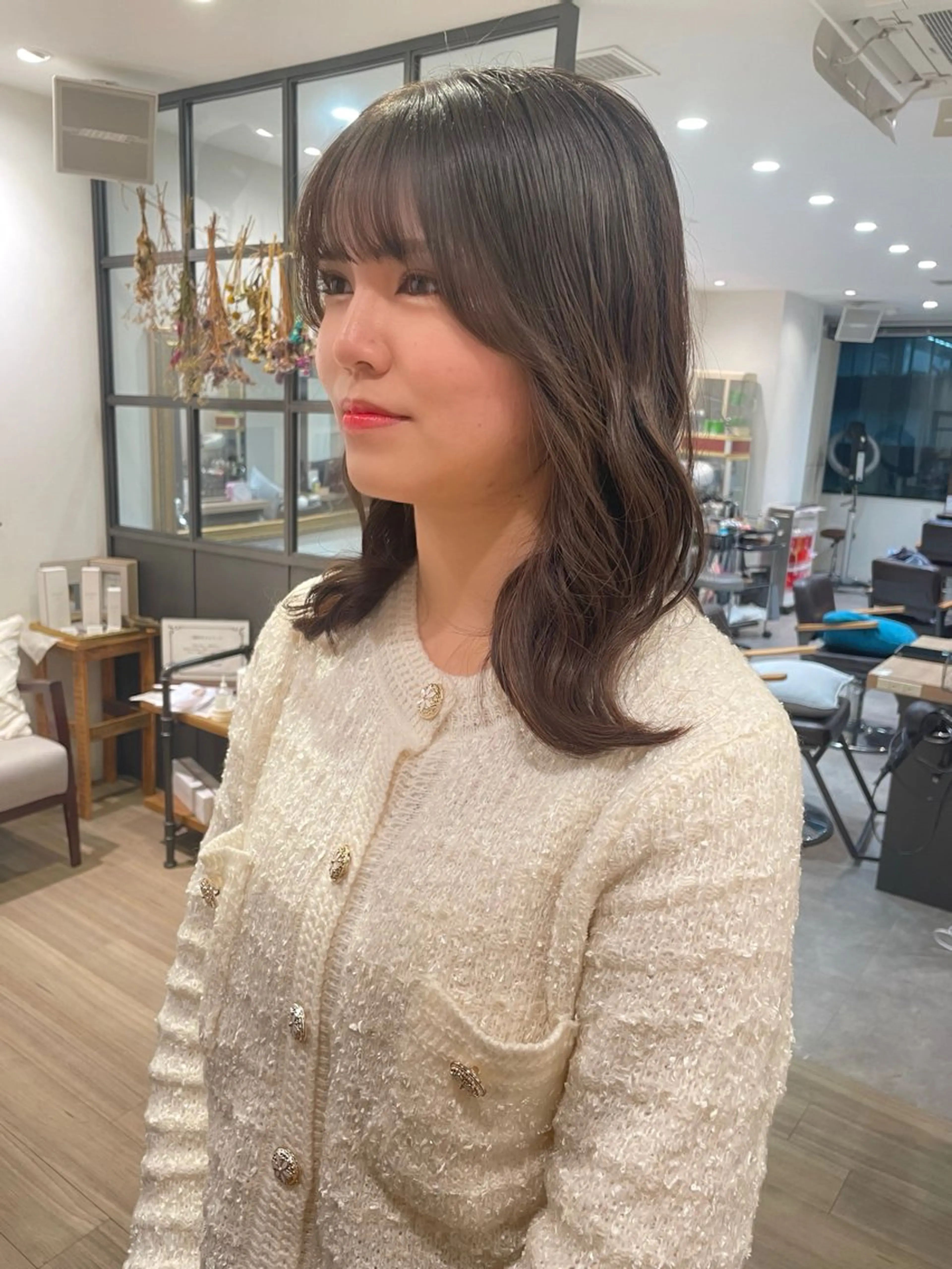 ミディアム パーマ ミディアムパーマ デジタルパーマ モテ髪🫧赤み消し カラー表参道きょうこのヘアスタイル