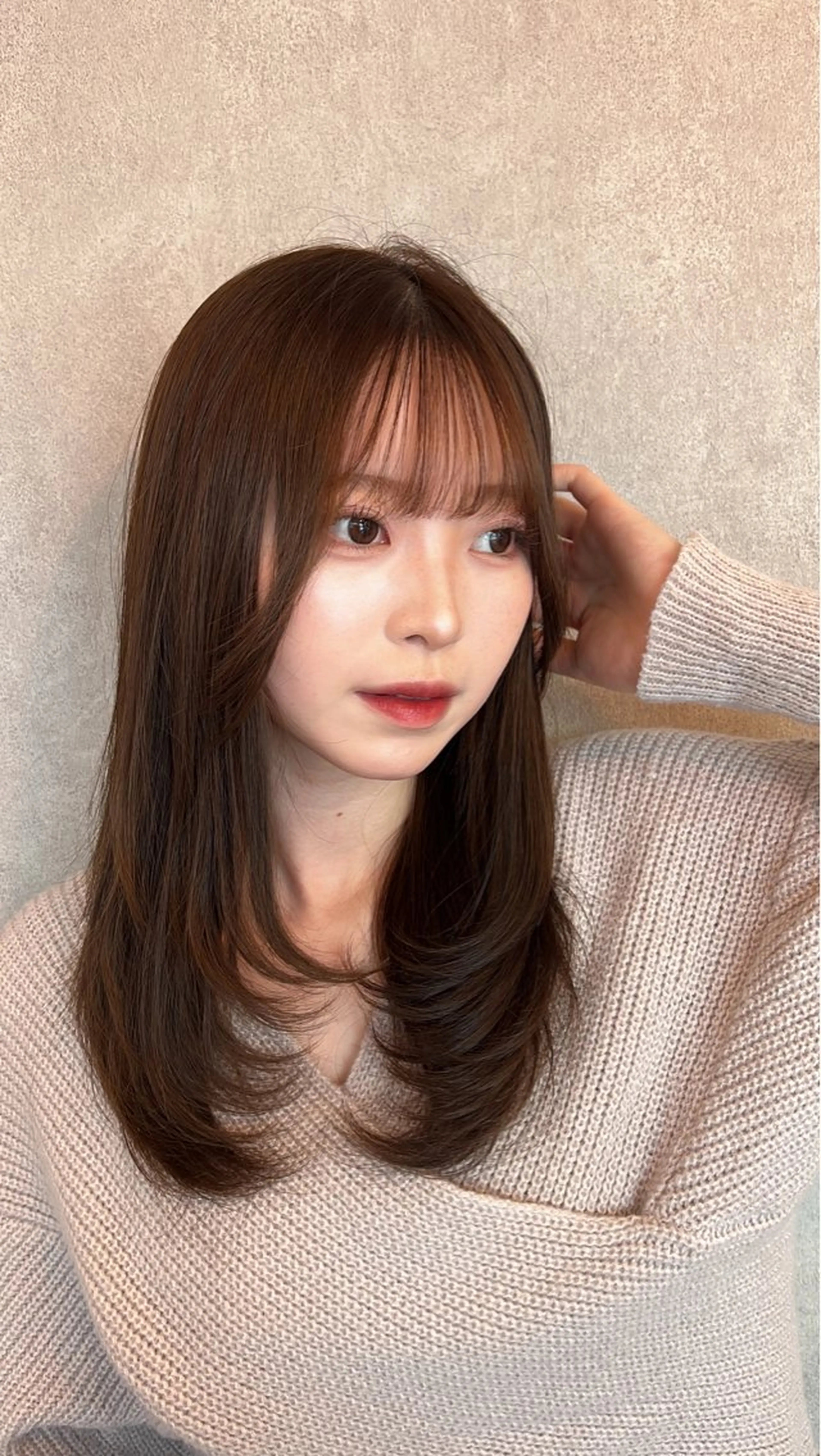 セミロング レイヤーカット カット ヘアカラー トリートメント 🎀しゅな/韓国 レイヤー/透明感♡のヘアスタイル