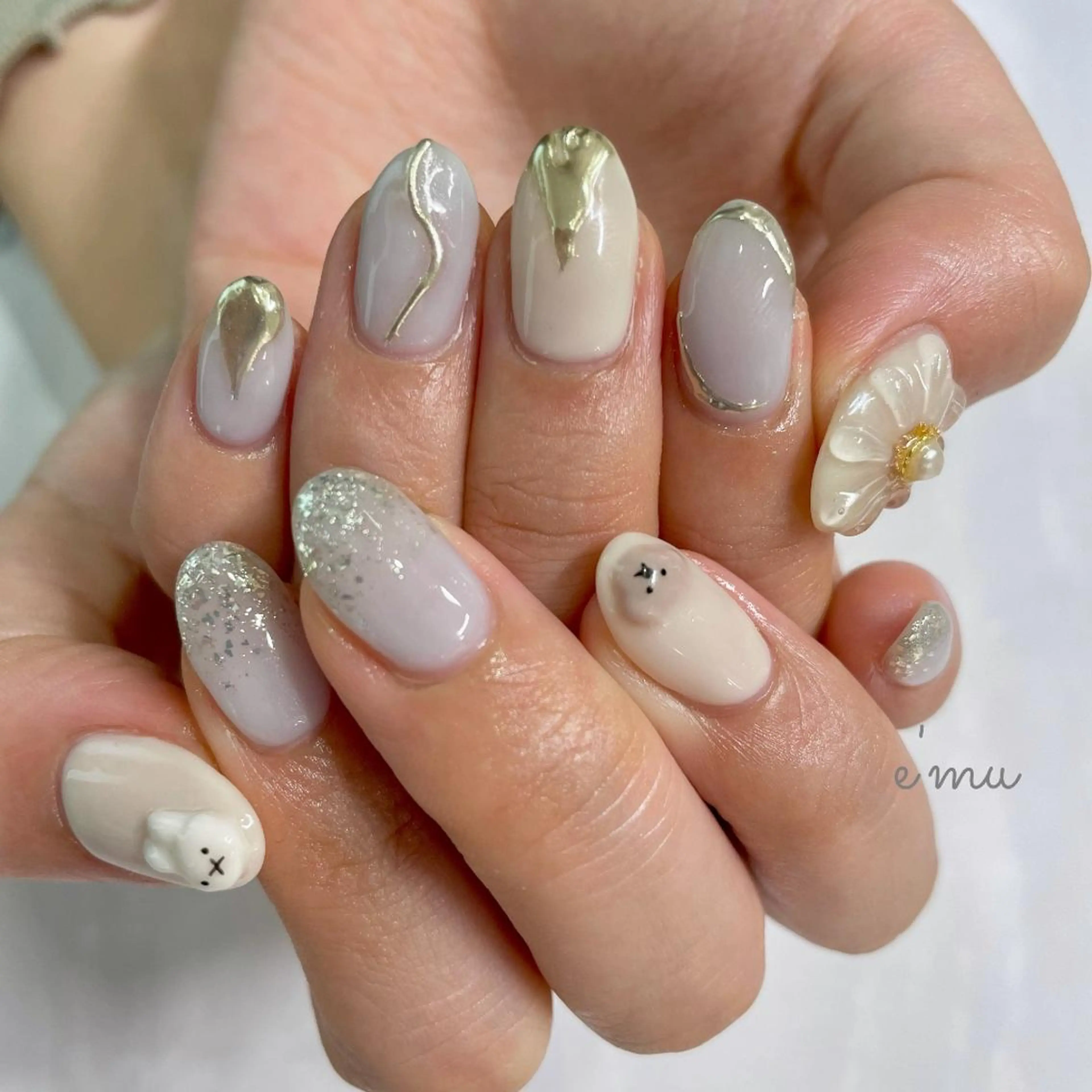 ネイル アートネイル フラワーネイル nail salon e'mu💐のネイルデザイン