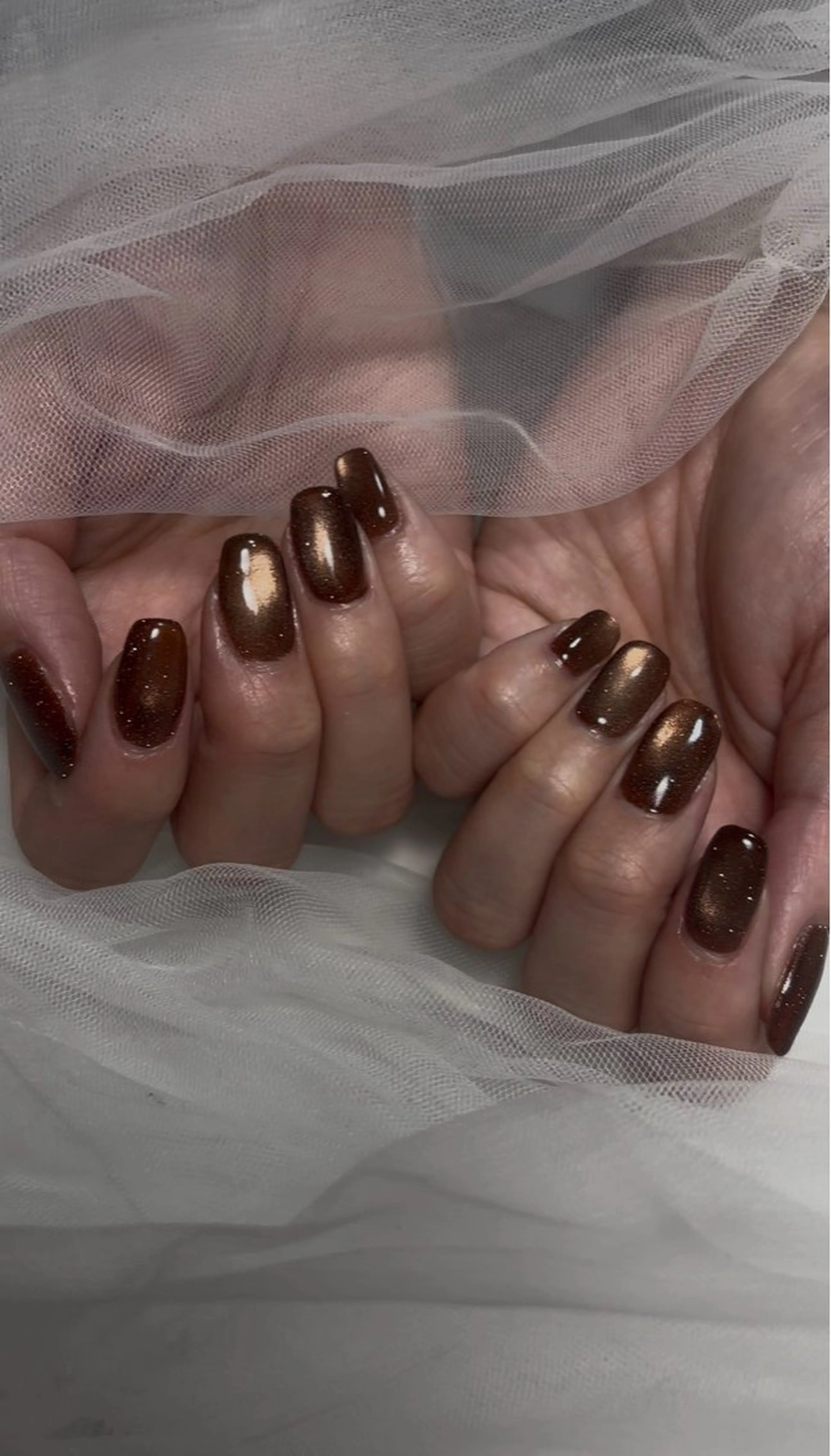 ネイル ブラウン マグネットネイル ハンドネイル Sana ⭐︎のネイルデザイン