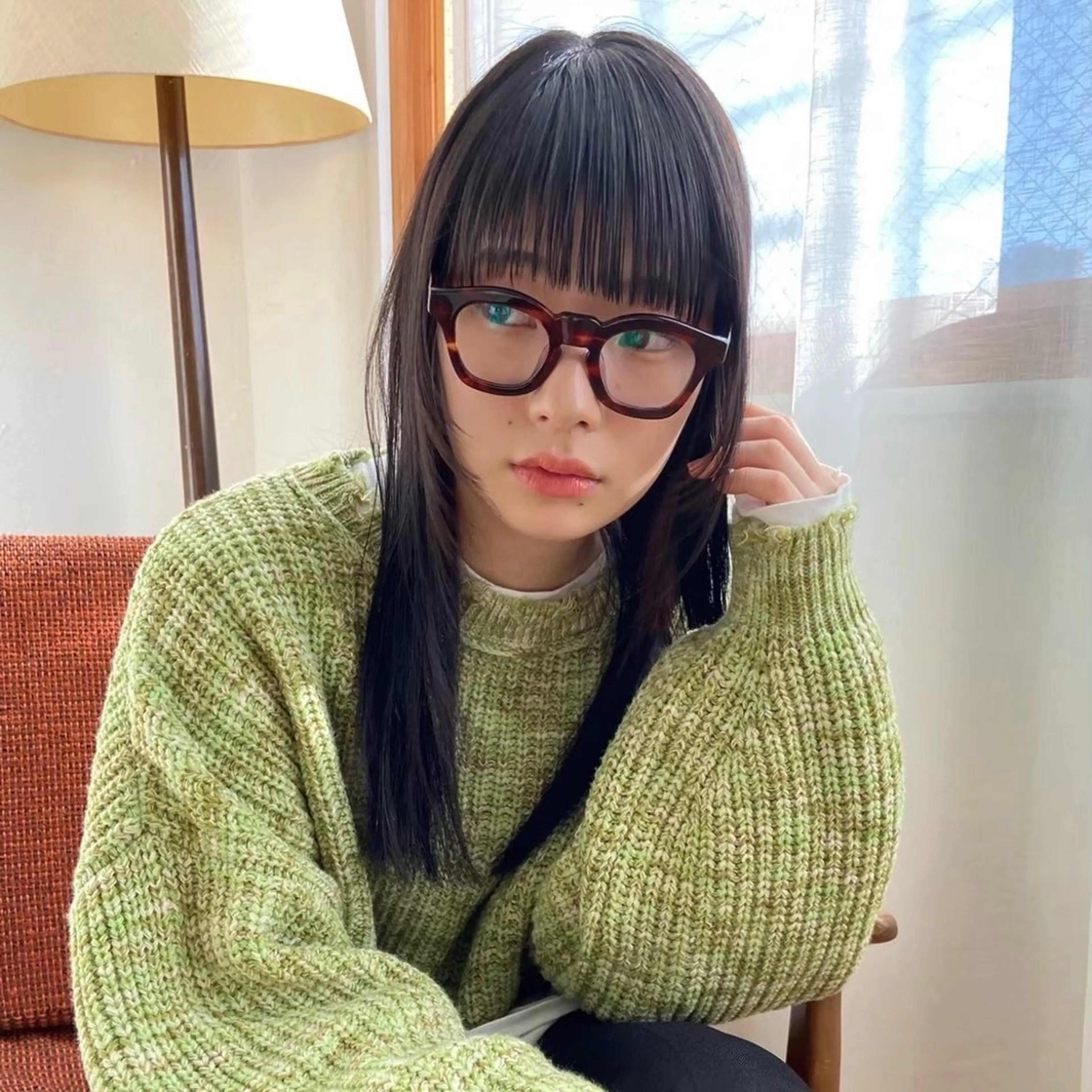 ロング 顔まわりレイヤー 顔周りカット レイヤーカット 艶カラー/中崎町/ マナ🌼のヘアスタイル