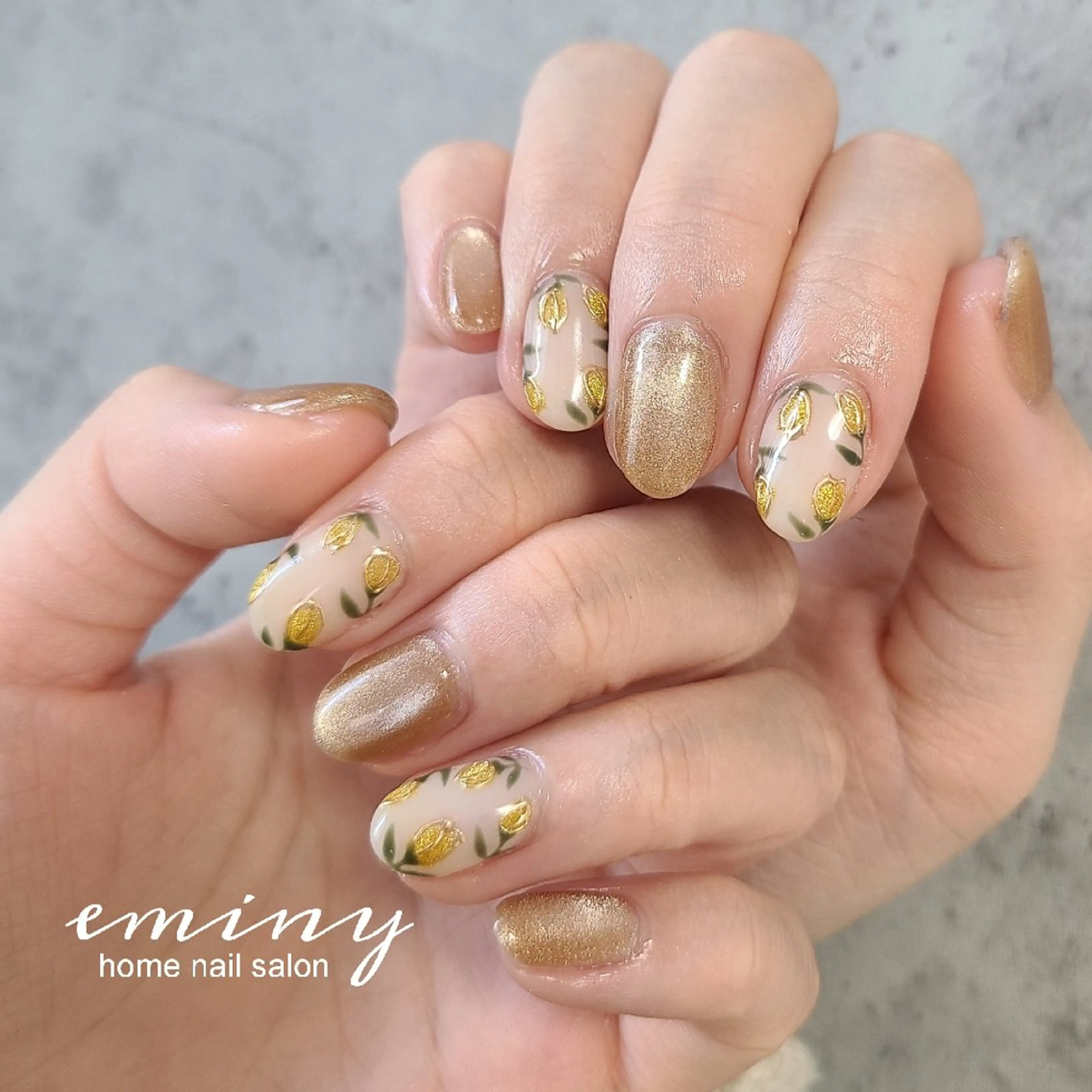 ネイル フラワーネイル ジェルネイル キラキラネイル 韓国ネイル マグネットネイル ハンドネイル nail salon  eminyのネイルデザイン
