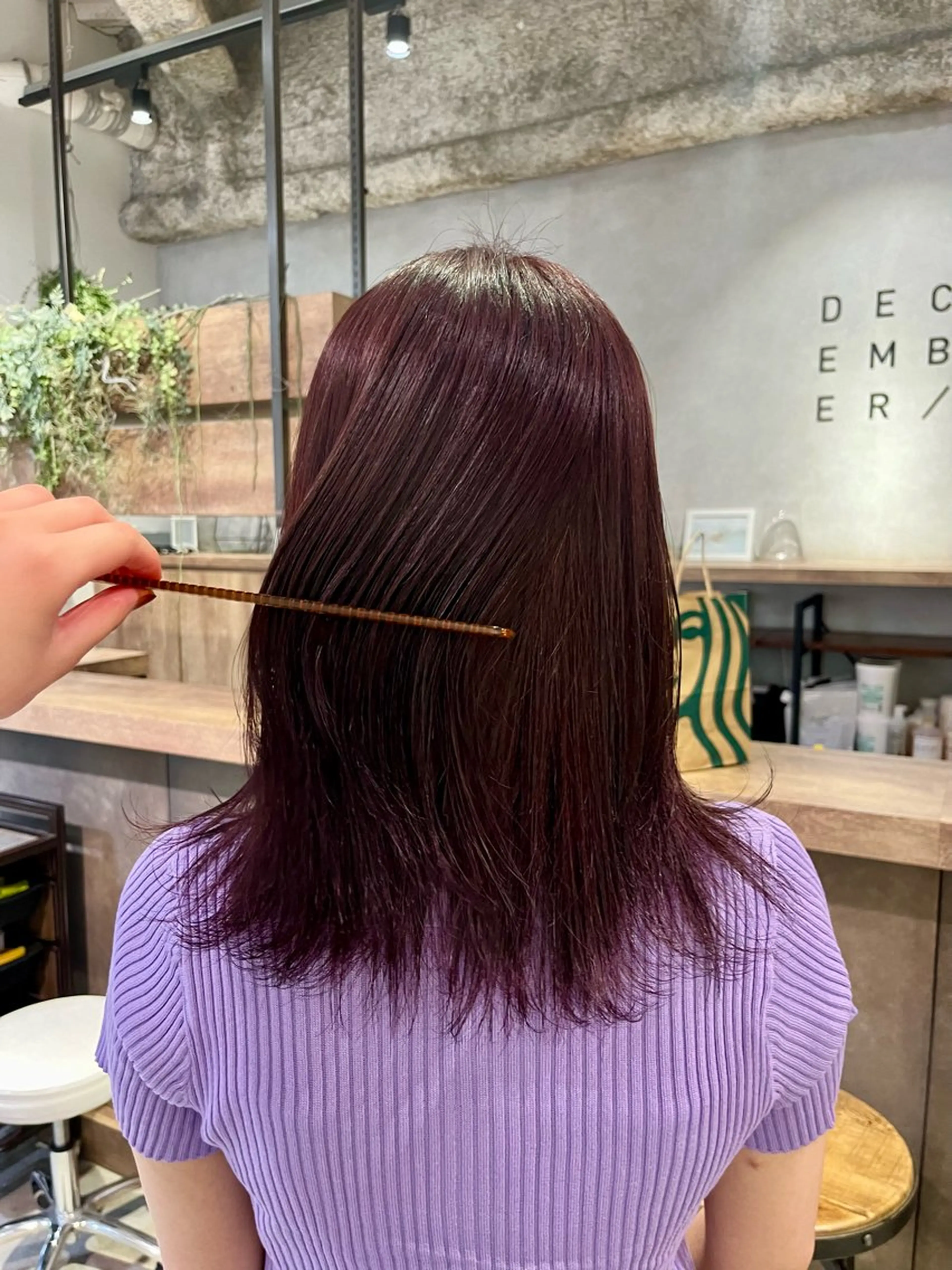 カラー ブリーチ ボルドーカラー ダブルカラー ブリーチなしカラー 無料カットモデル募集 ／ueno aiのヘアスタイル