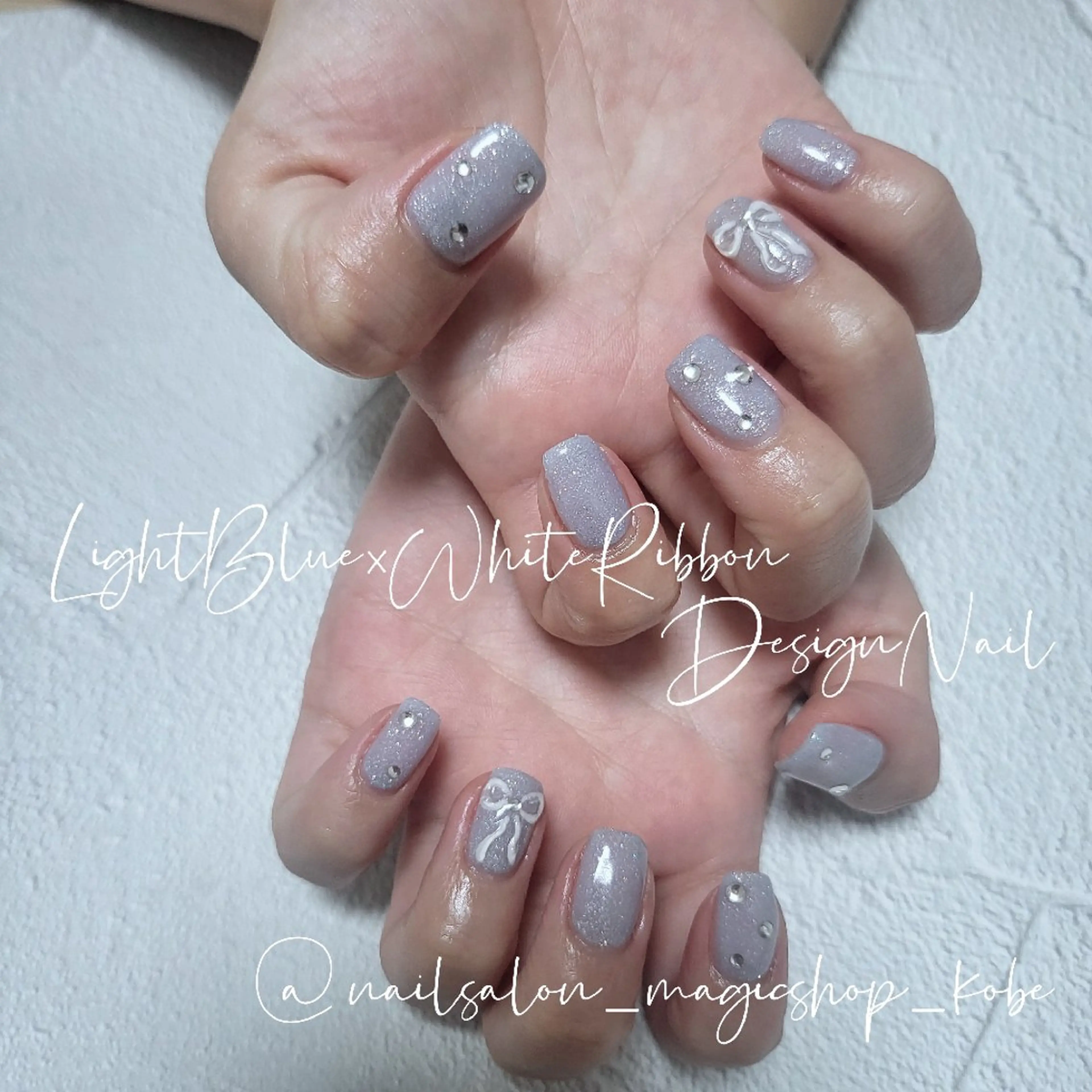 ネイル ブルー ジェルネイル ラメ(グリッター) 水色 ワンカラーネイル ハンドネイル Nailsalon MagicShopのネイルデザイン