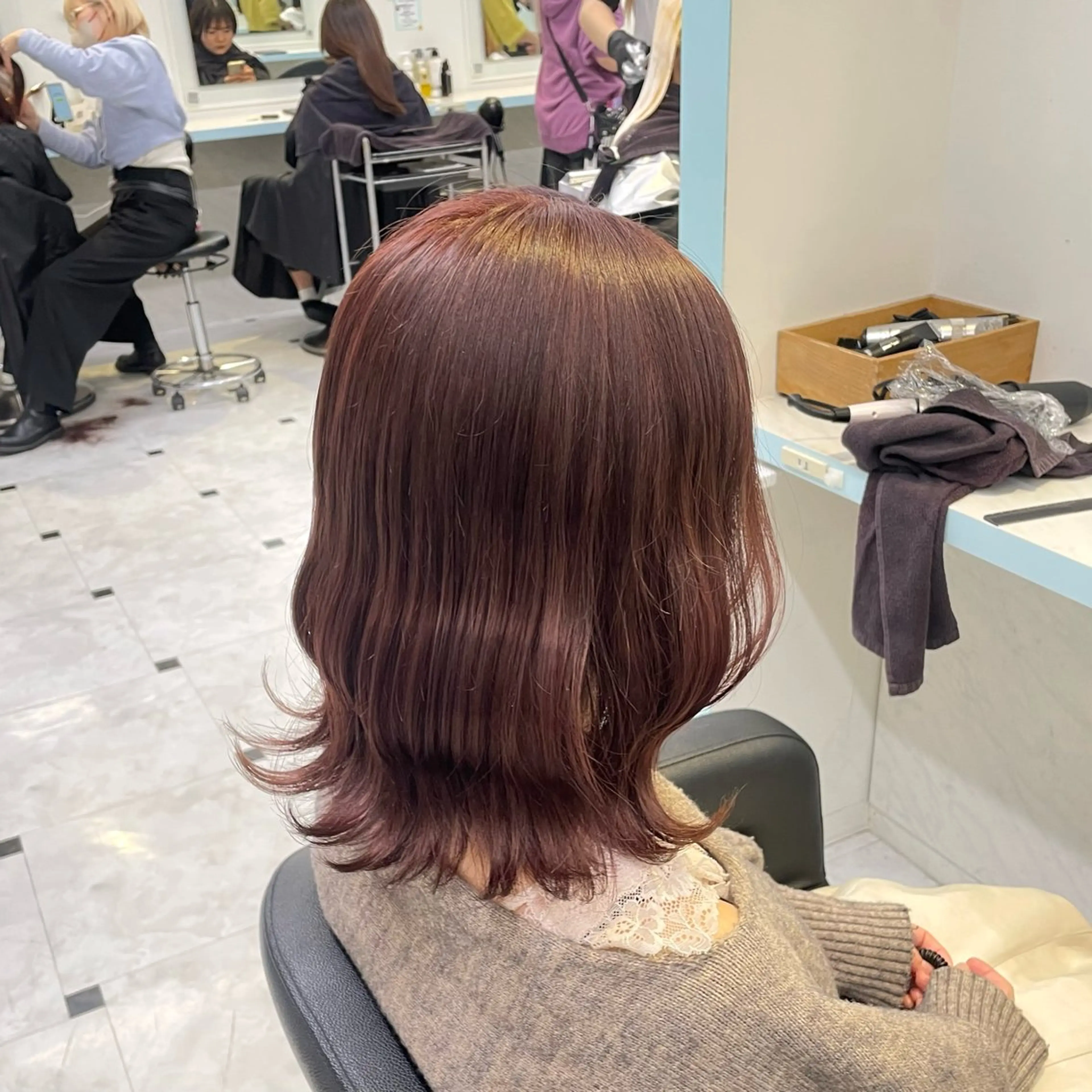 セミロング カラー ヘアカラー トリートメント ヘッドスパ ヘアセット 暖色🩷透明感カラー ♡Maika♡のヘアスタイル