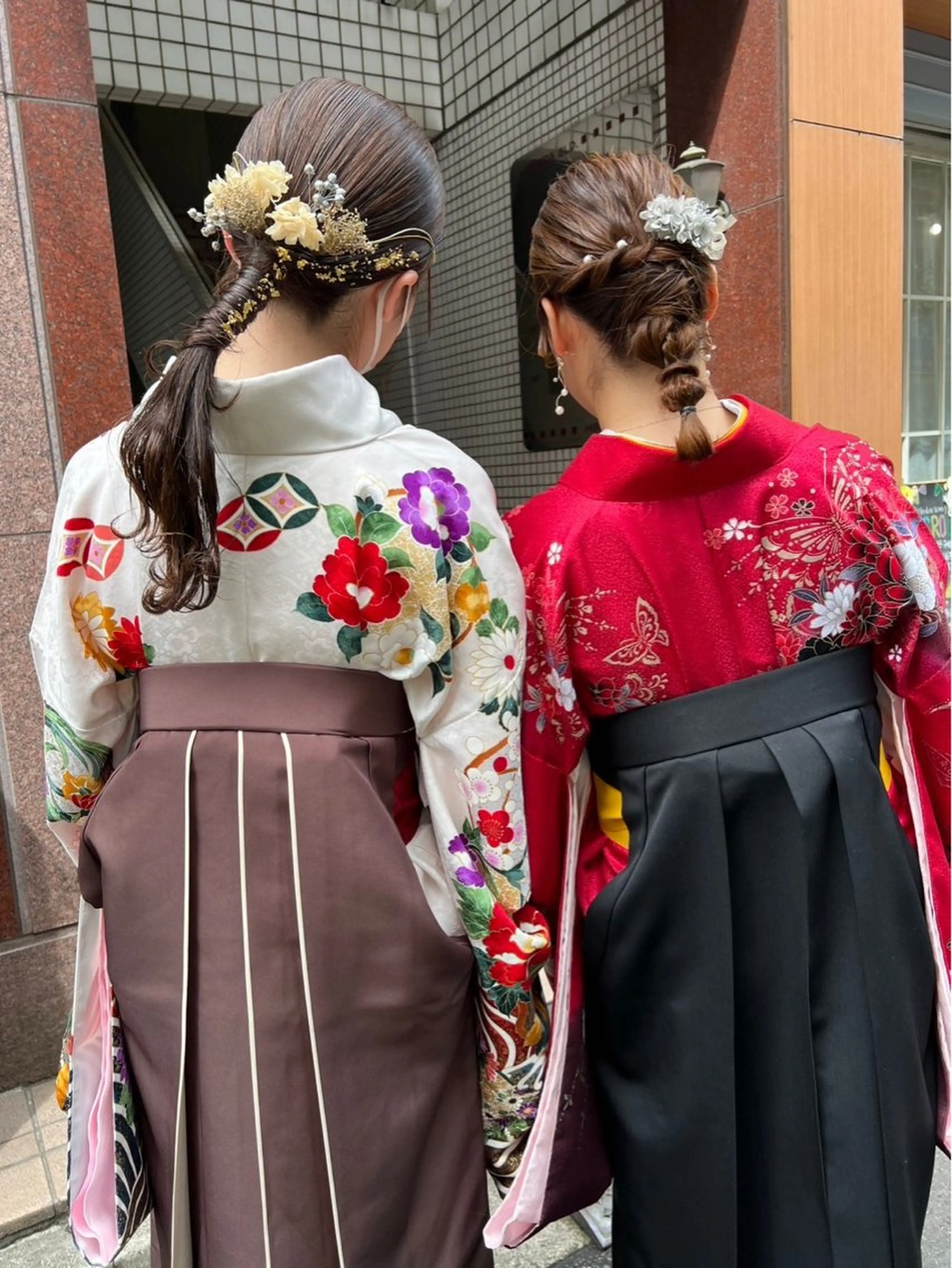 《卒業式🌷/ 早朝🆗》ペア🈹クーポン　袴着付け👘＋ヘアセット（2人以上）👭🏼の写真