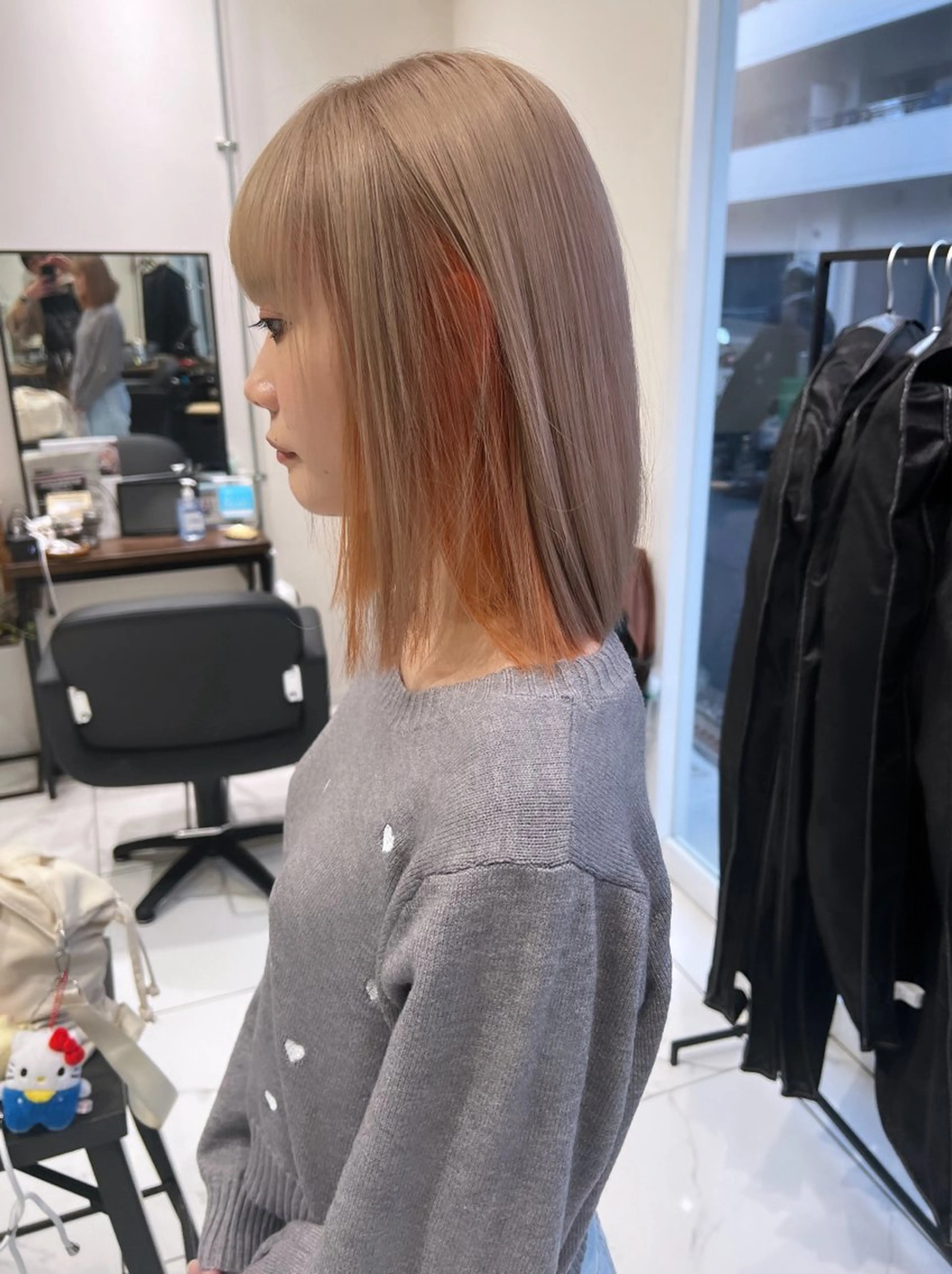 ミディアム カラー ハイトーンカラー オレンジ トリートメント ヘアカラー トリートメント t.a.g所属・韓国レイヤー×艶髪 ハイトーンRyukiのヘアスタイル