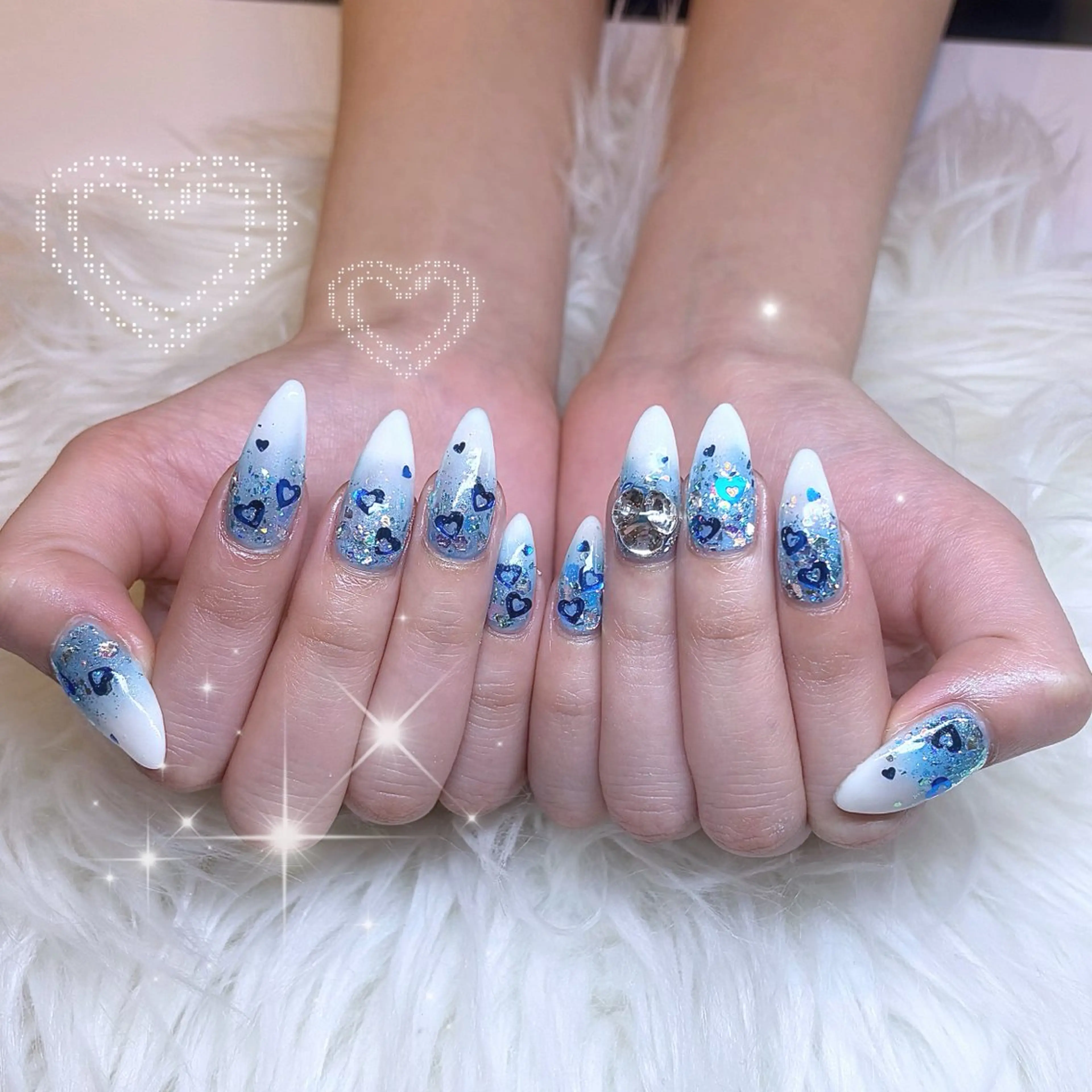 ネイル ブルー ハンドネイル 上里 歩のネイルデザイン