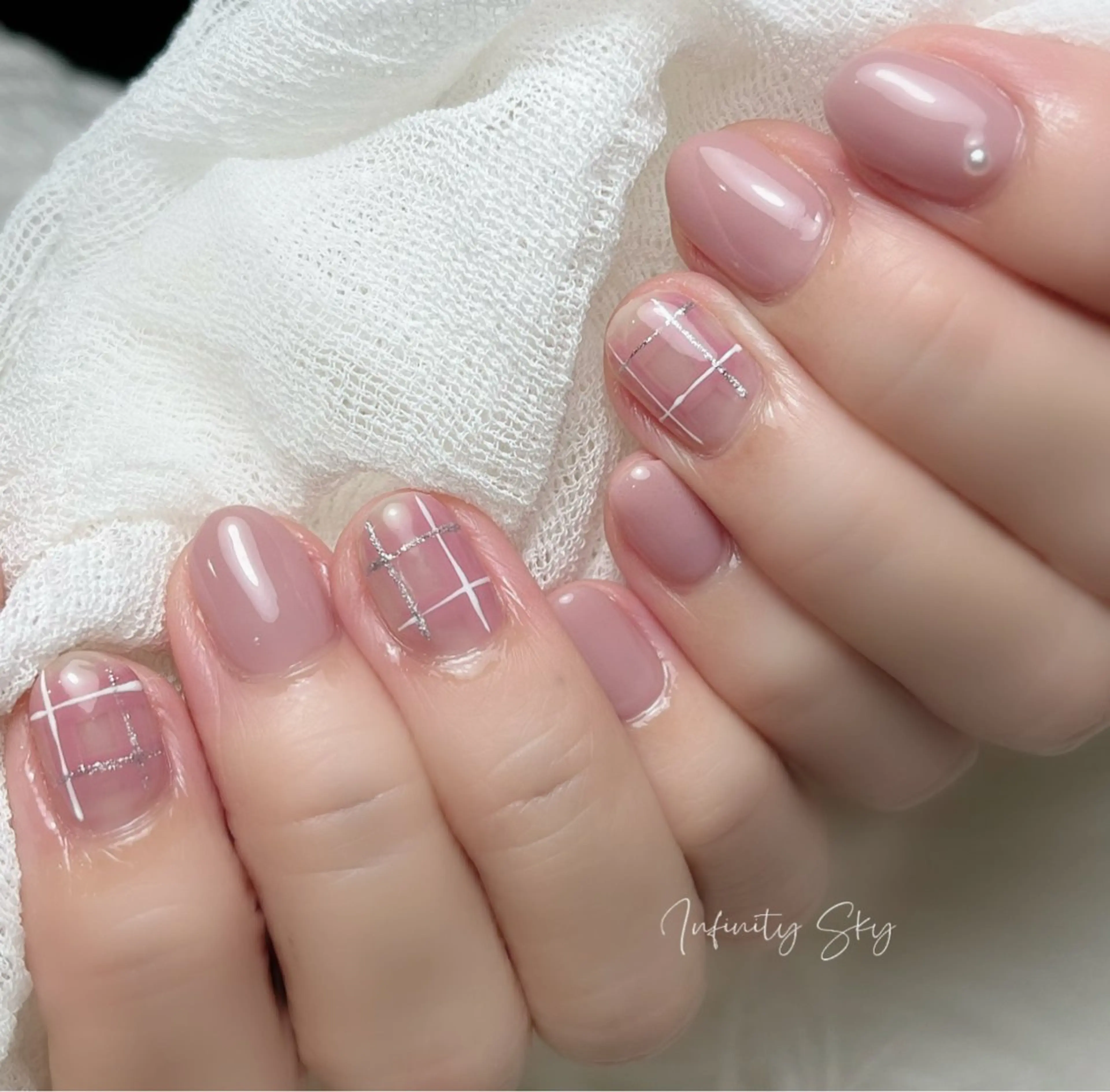 ネイル ピンク シンプルネイル 冬ネイル infinity skyのネイルデザイン