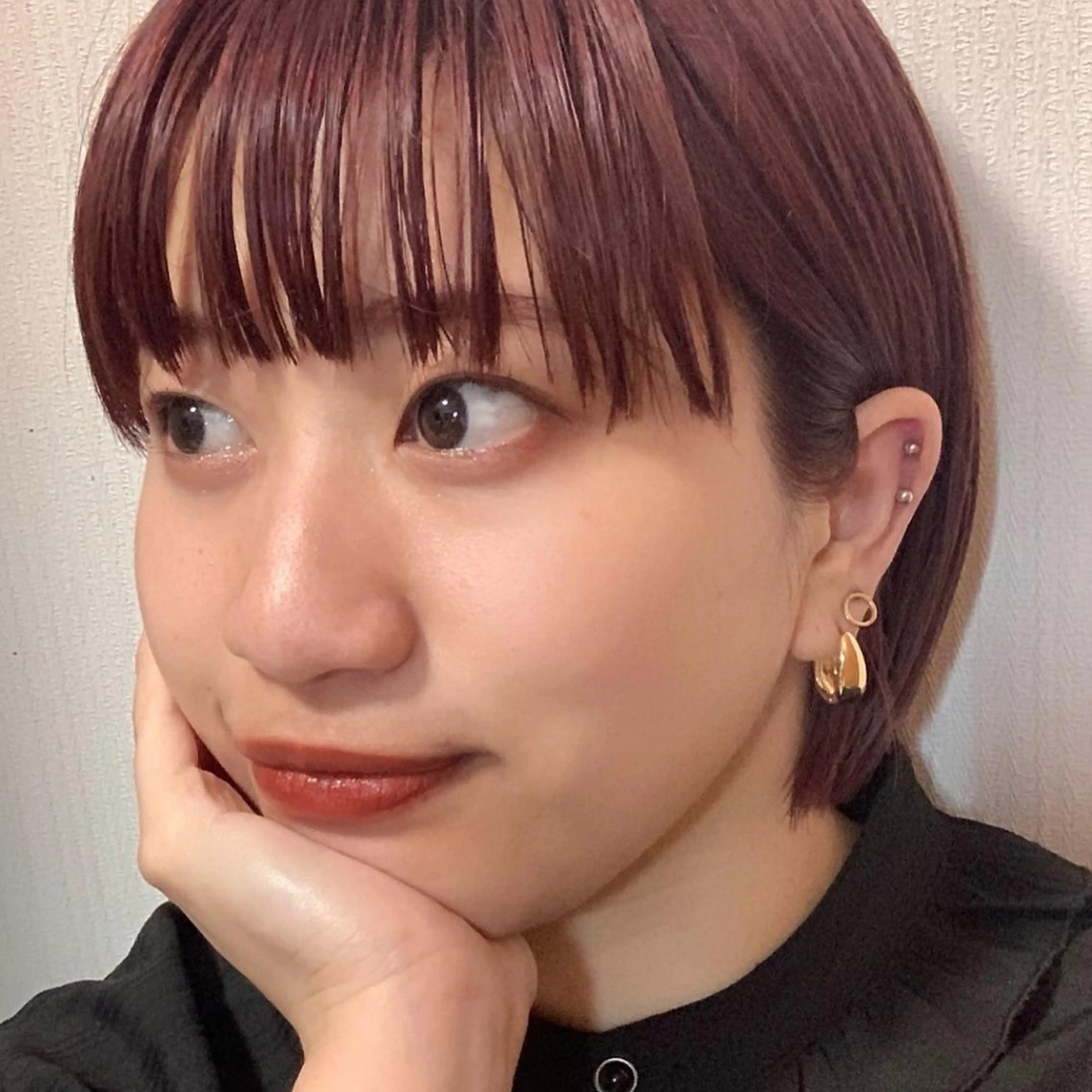 ショート カラー パーマ ヘアアレンジ オレンジ ピンクカラー ボブ ボブ/レイヤー/ニュ アンスパーマ/小夏のヘアスタイル