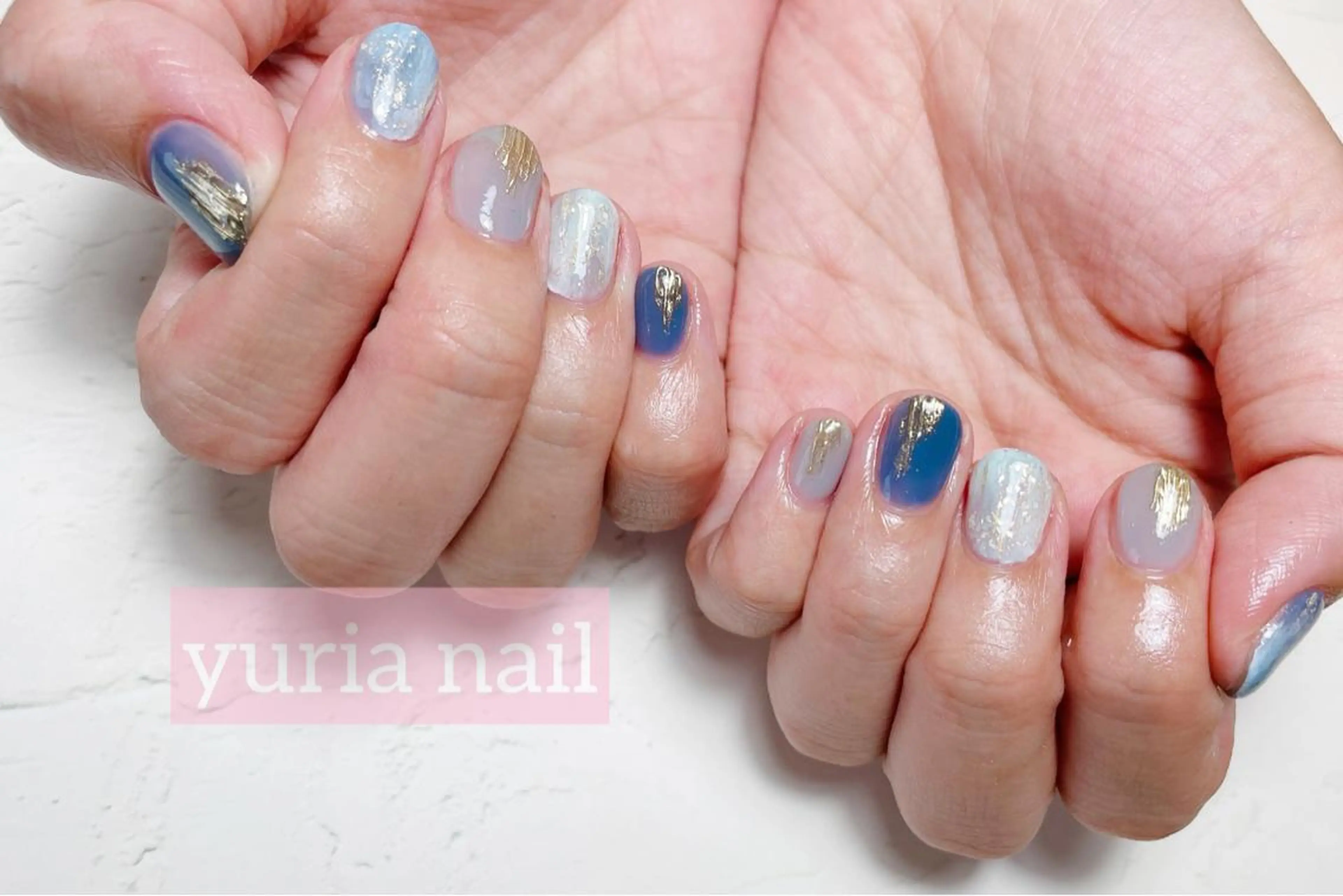 ネイル ブルー ジェルネイル ニュアンスネイル 小林 ゆりあのネイルデザイン
