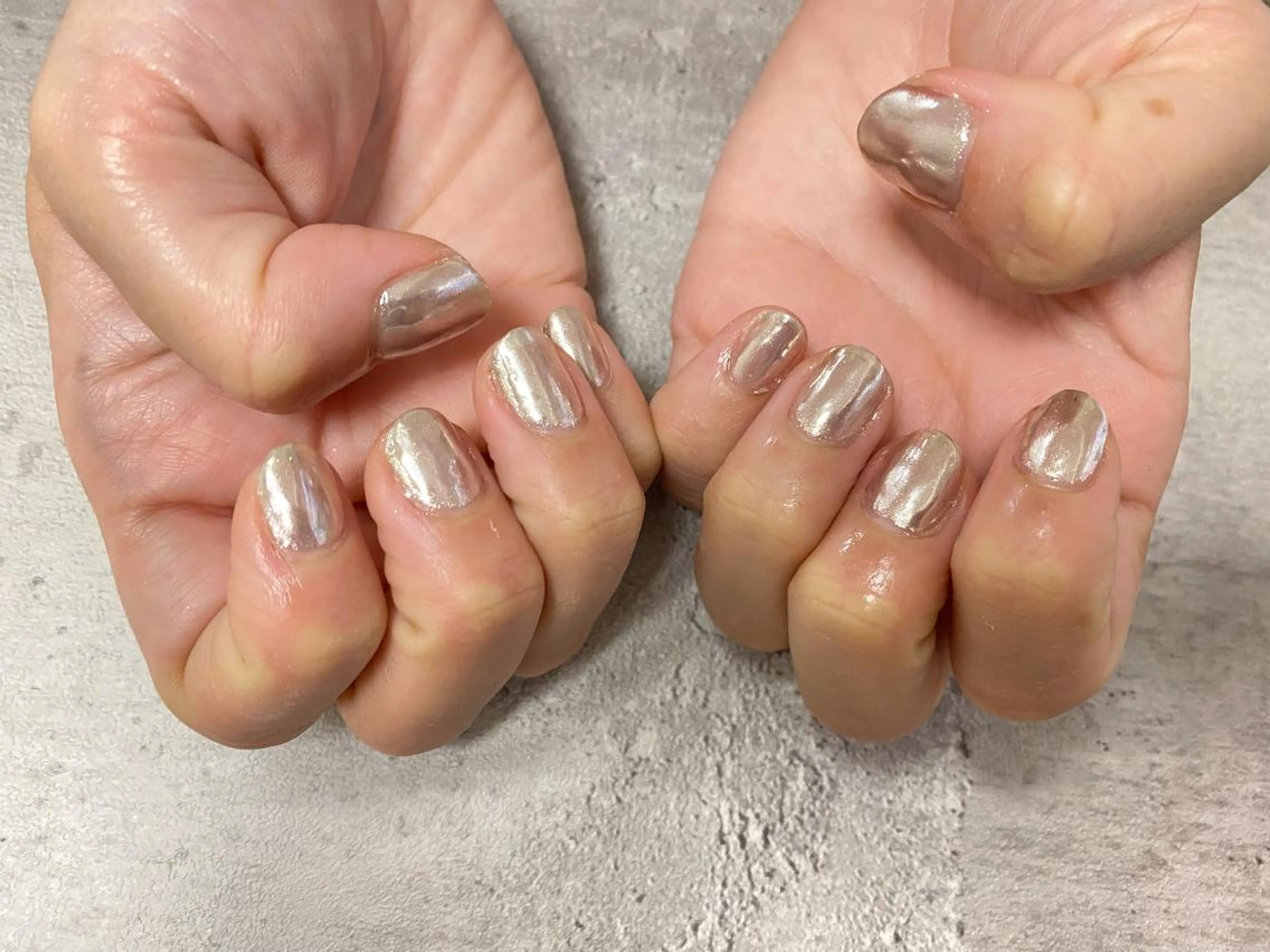 ネイル ミラーネイル シルバー シンプルネイル ハンドネイル Mogu nail 二子玉川のネイルデザイン