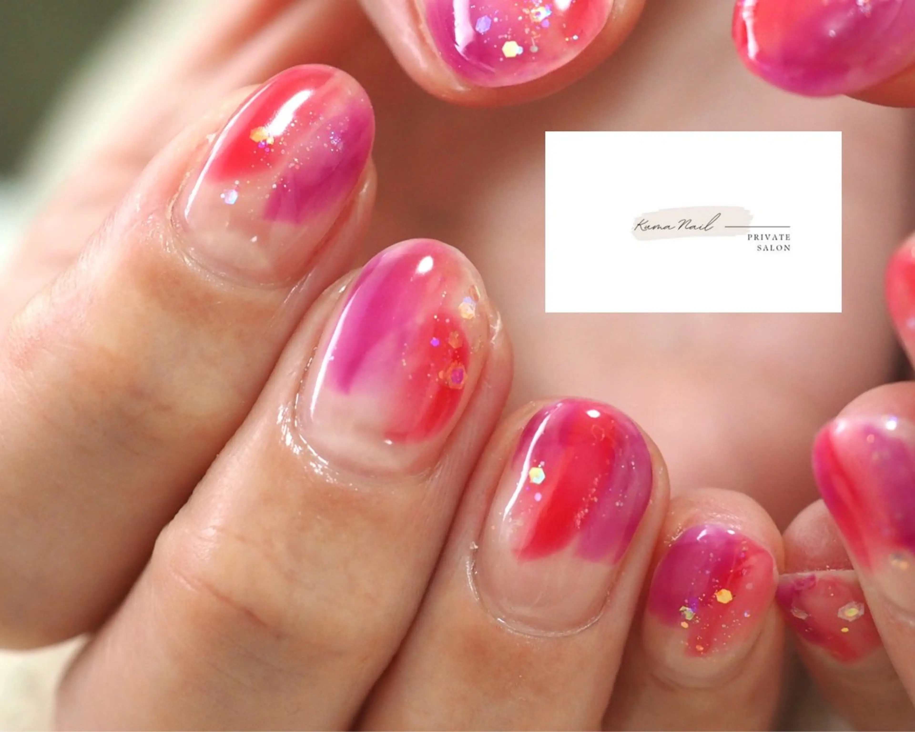 ネイル キラキラネイル ニュアンスネイル ピンク ショートネイル 藤が丘/守山/長久手 Kuma Nailのネイルデザイン