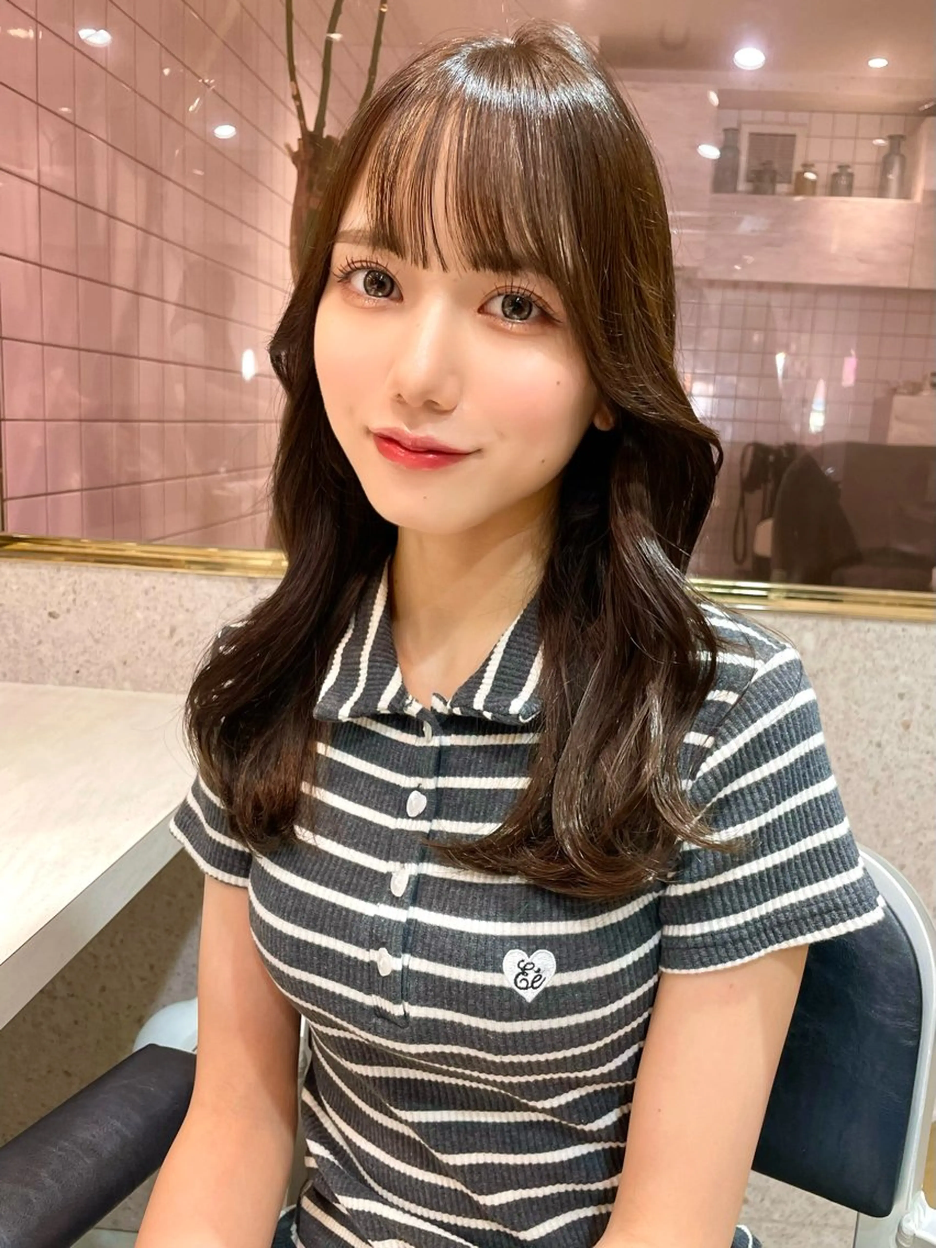 セミロング カラー ベージュカラー ブリーチ 透明感カラー ダブルカラー グレージュ 韓国ヘア🤍顔周り/ 髪質改善✨/林遼一郎のヘアスタイル