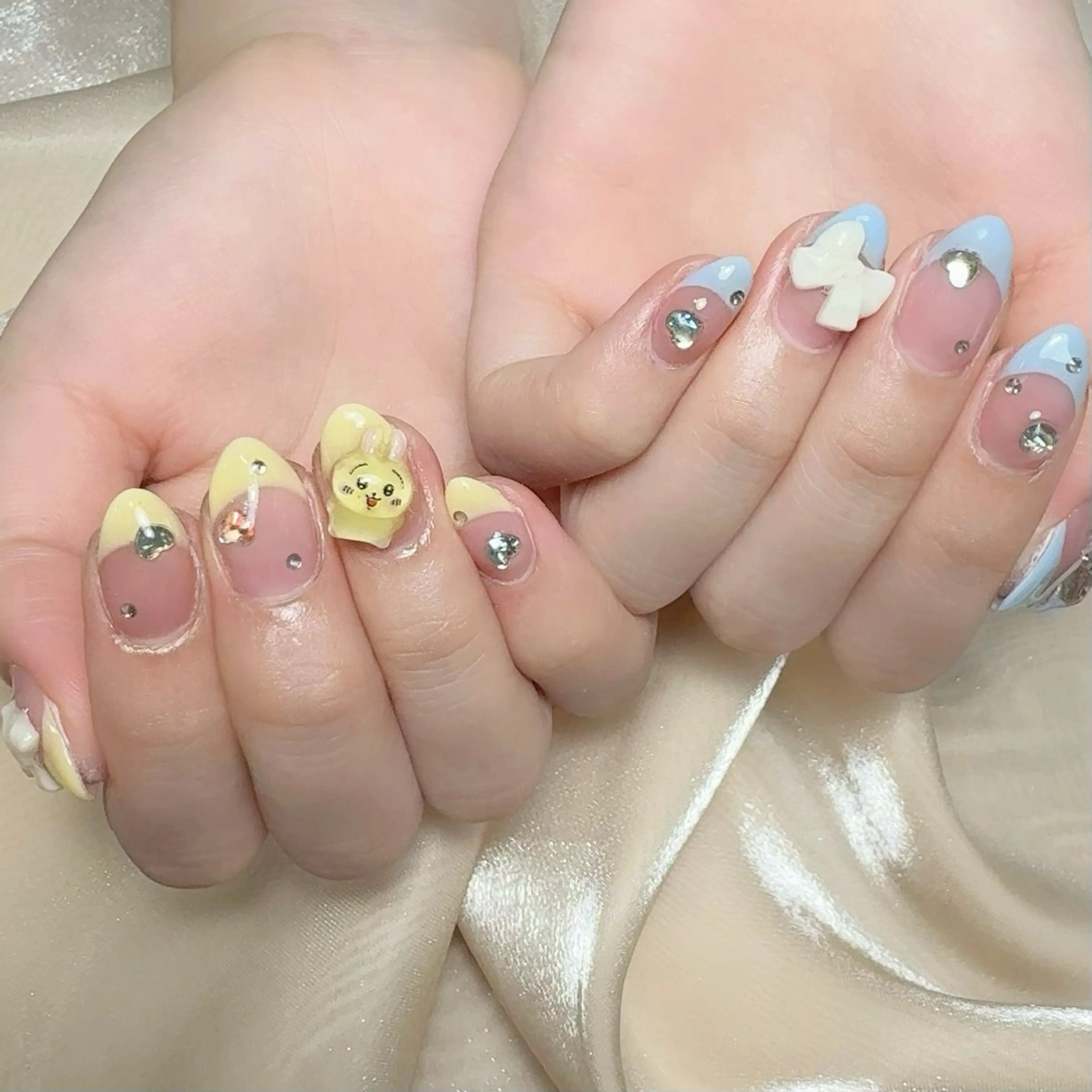メンズ ネイル メンズ韓国風 アートネイル オーロラネイル ガーリー キラキラネイル ハンドネイル Nail salon 木にいるのネイルデザイン